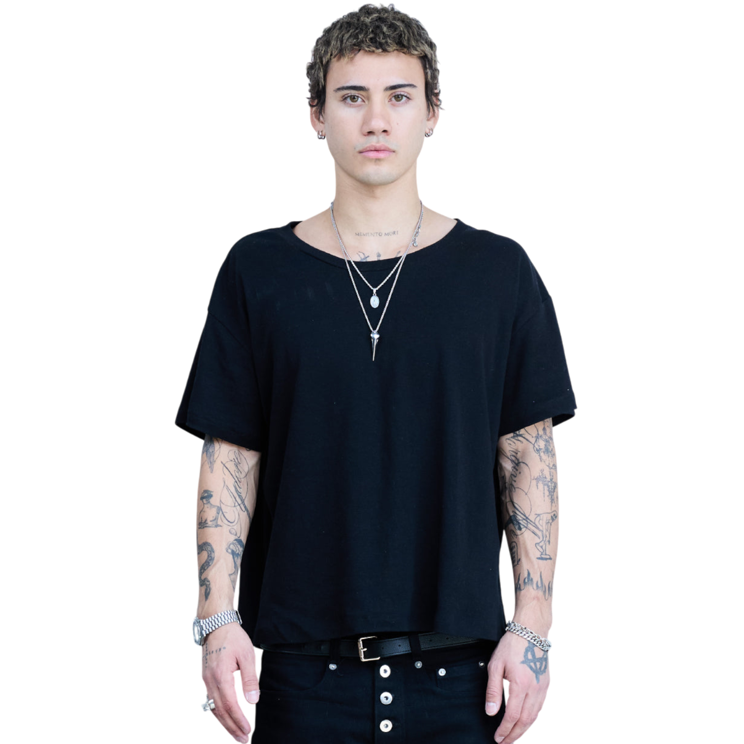 FRAME 0.2 'BLACK' COTTON RIBBING T-SHIRT