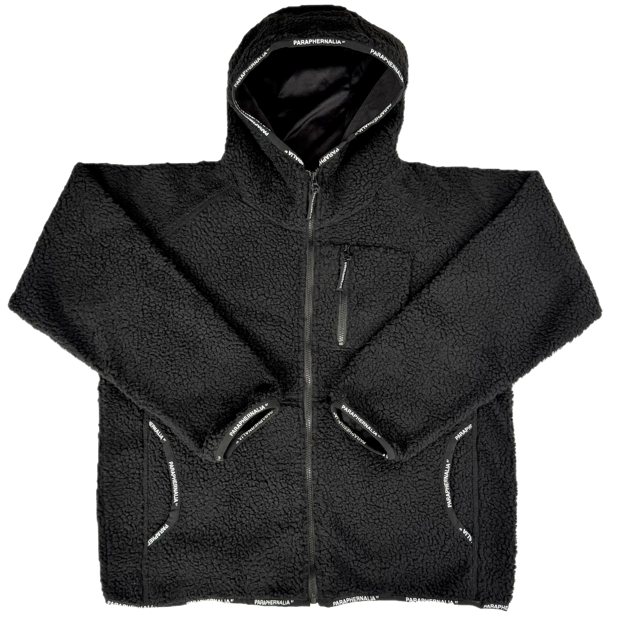 ☆ ☆ Here is the Black and White CKJ Sherpa Sadd Unisex Medium Sherpa Zip Hoodie Friday the 13th Design