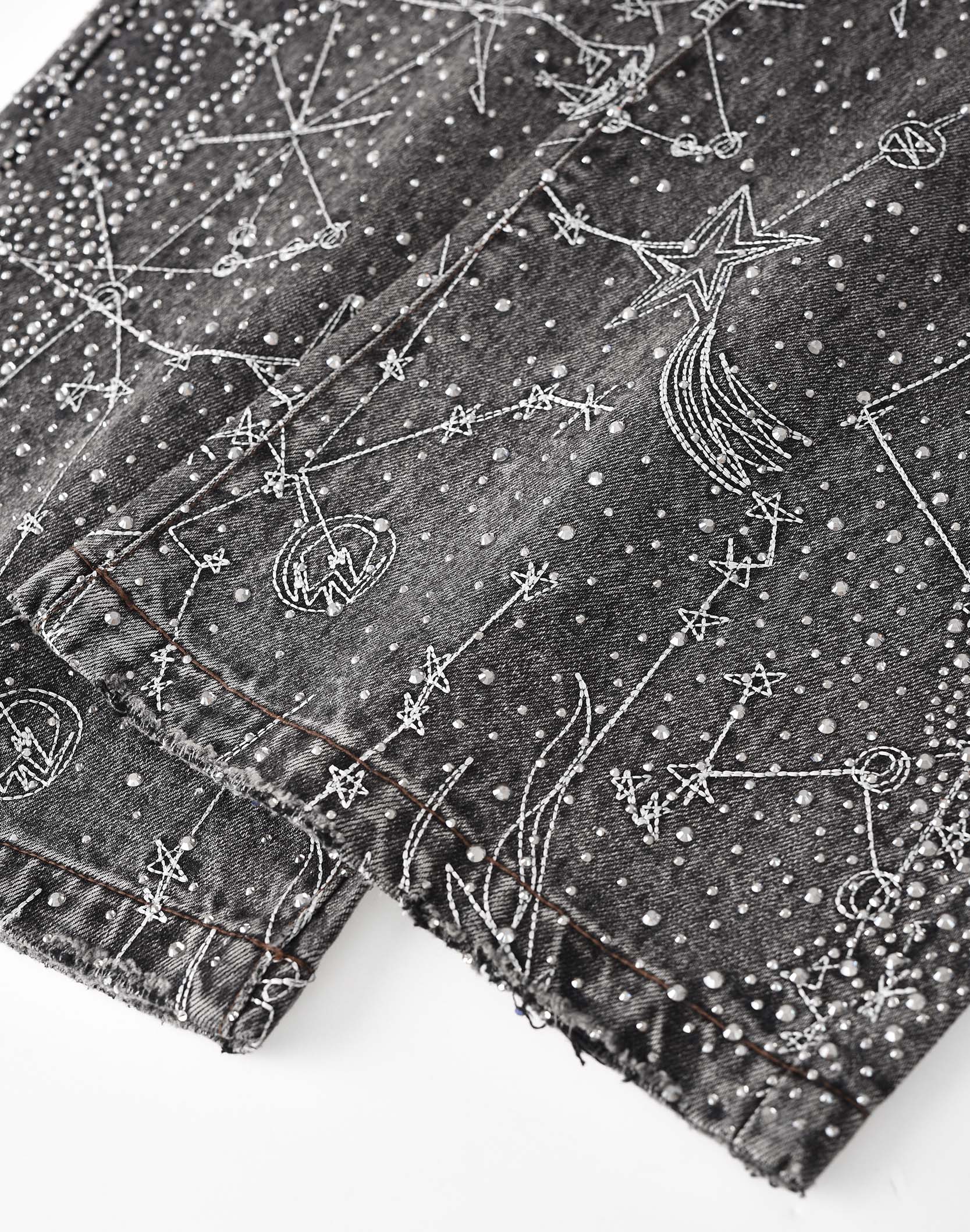 20K Zodiac Diamond Denim Pants in BLK