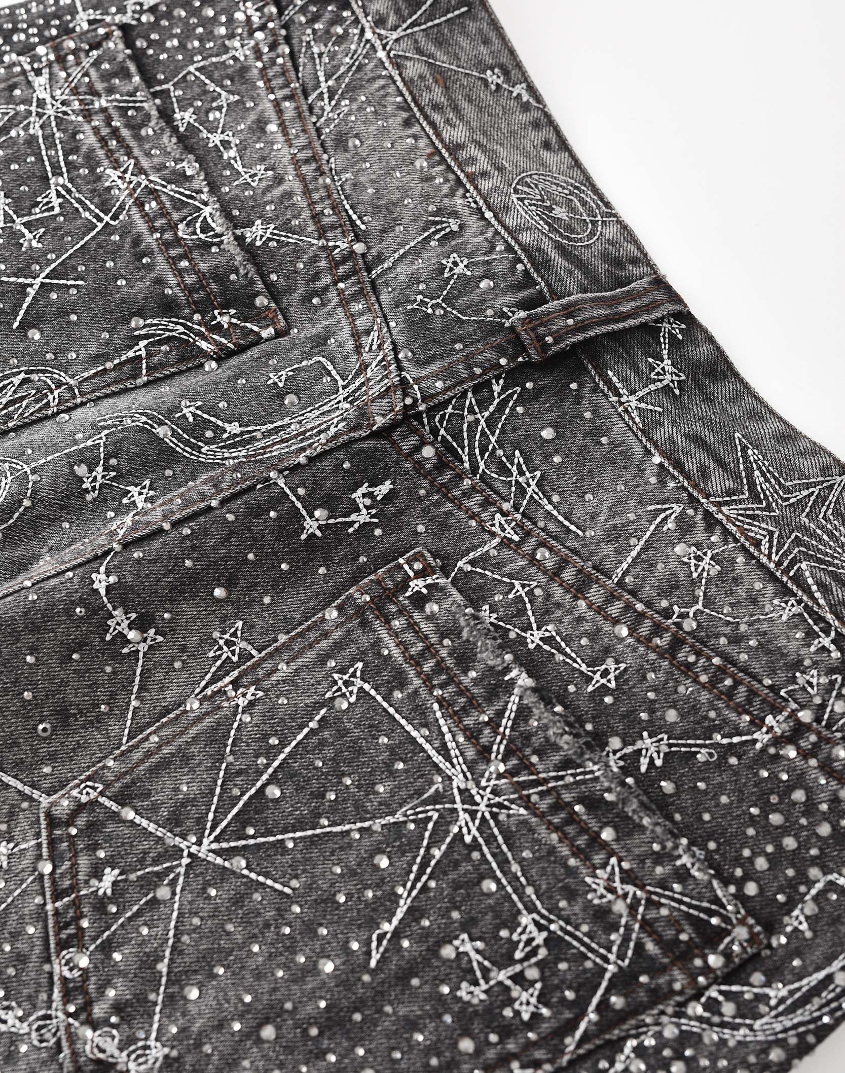 20K Zodiac Diamond Denim Pants in BLK