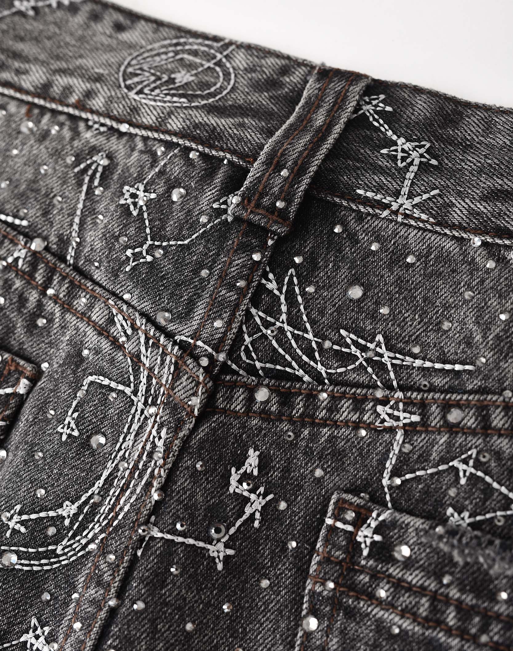 20K Zodiac Diamond Denim Pants in BLK