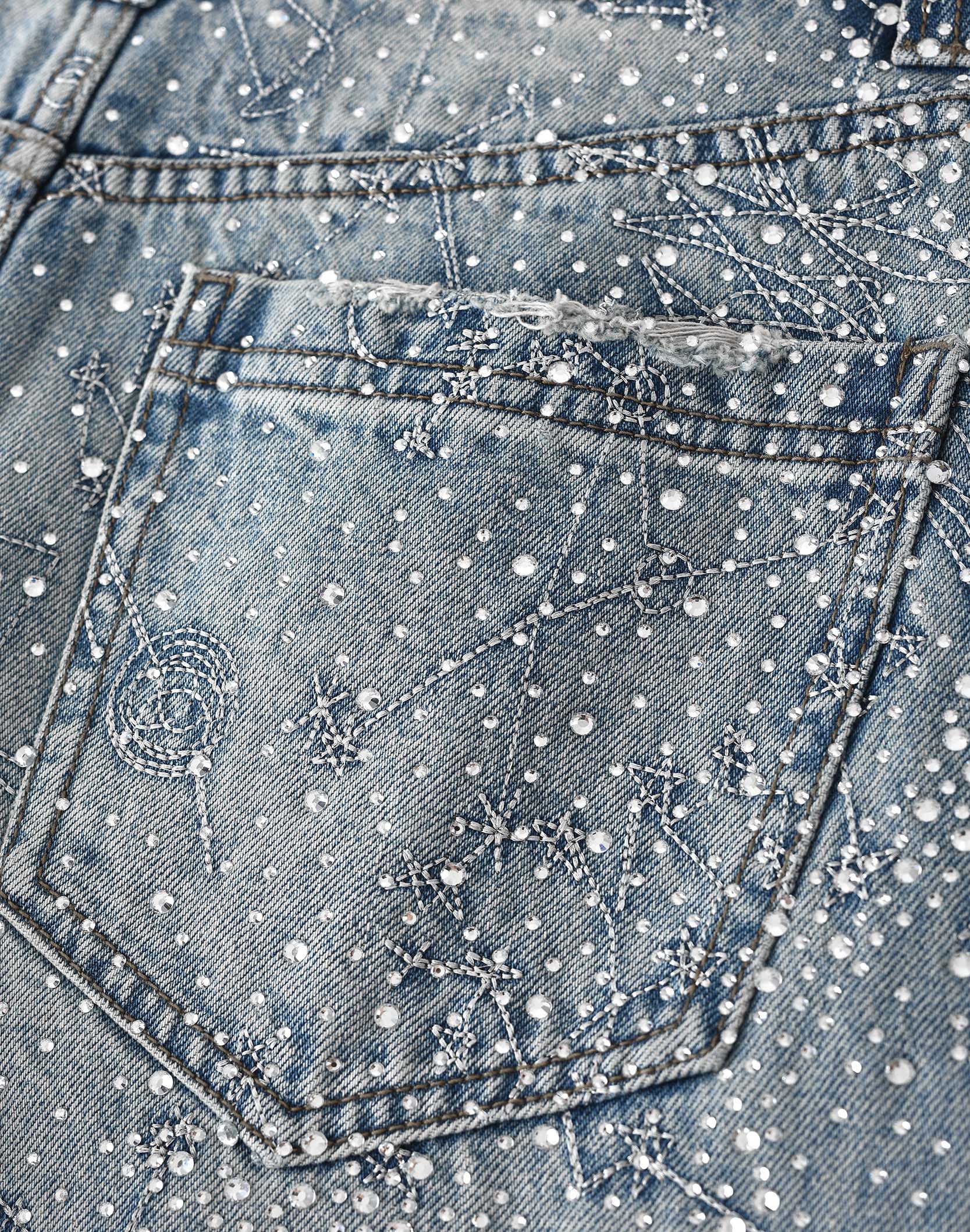 20K Zodiac Diamond Denim Pants in BLU