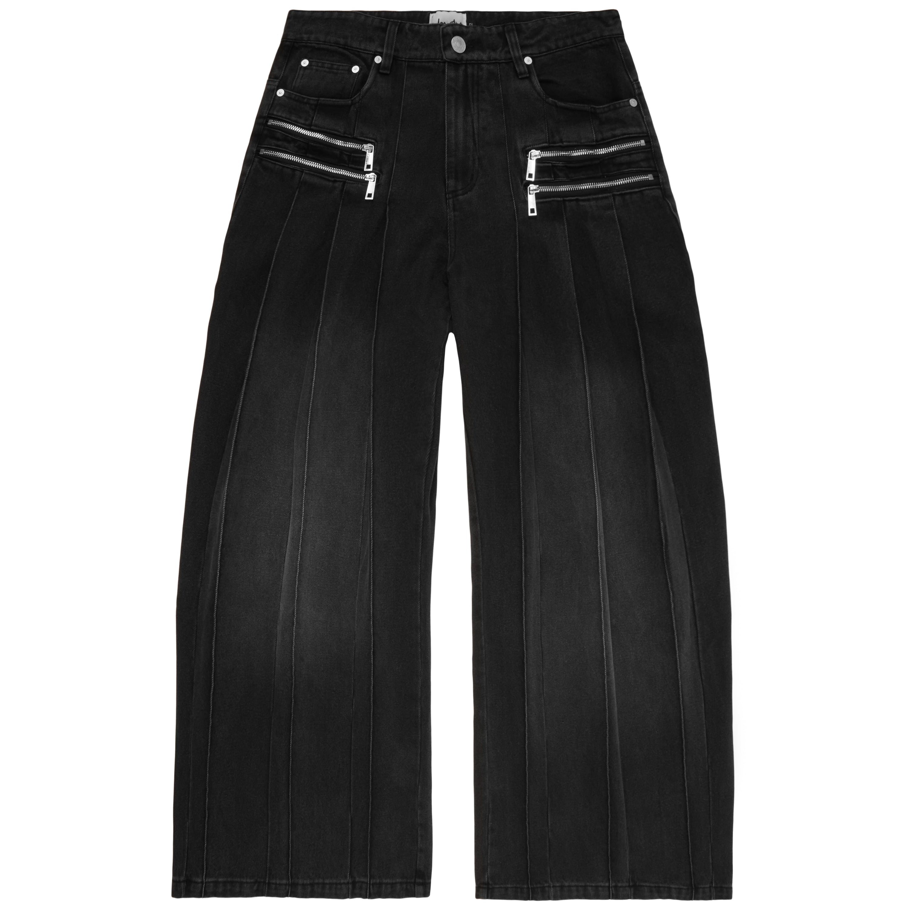 Pleated Black Denim