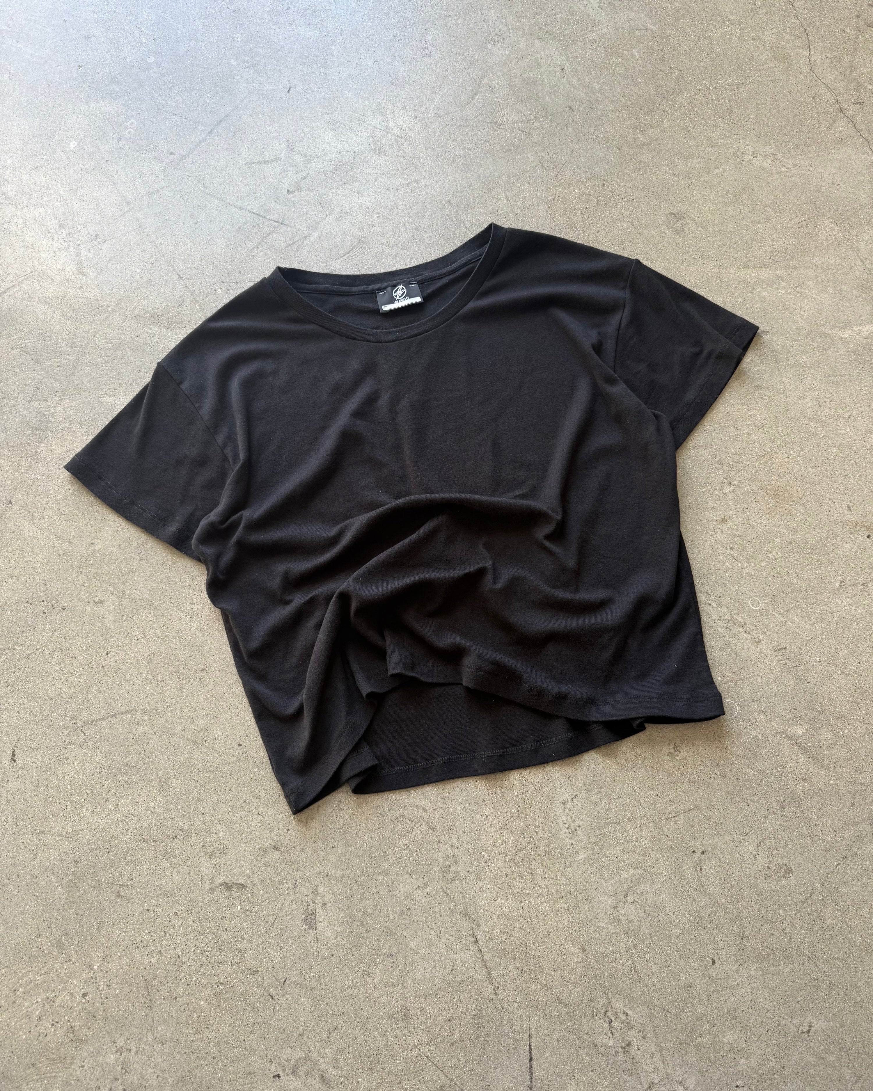 FRAME 0.2 'BLACK' COTTON RIBBING T-SHIRT
