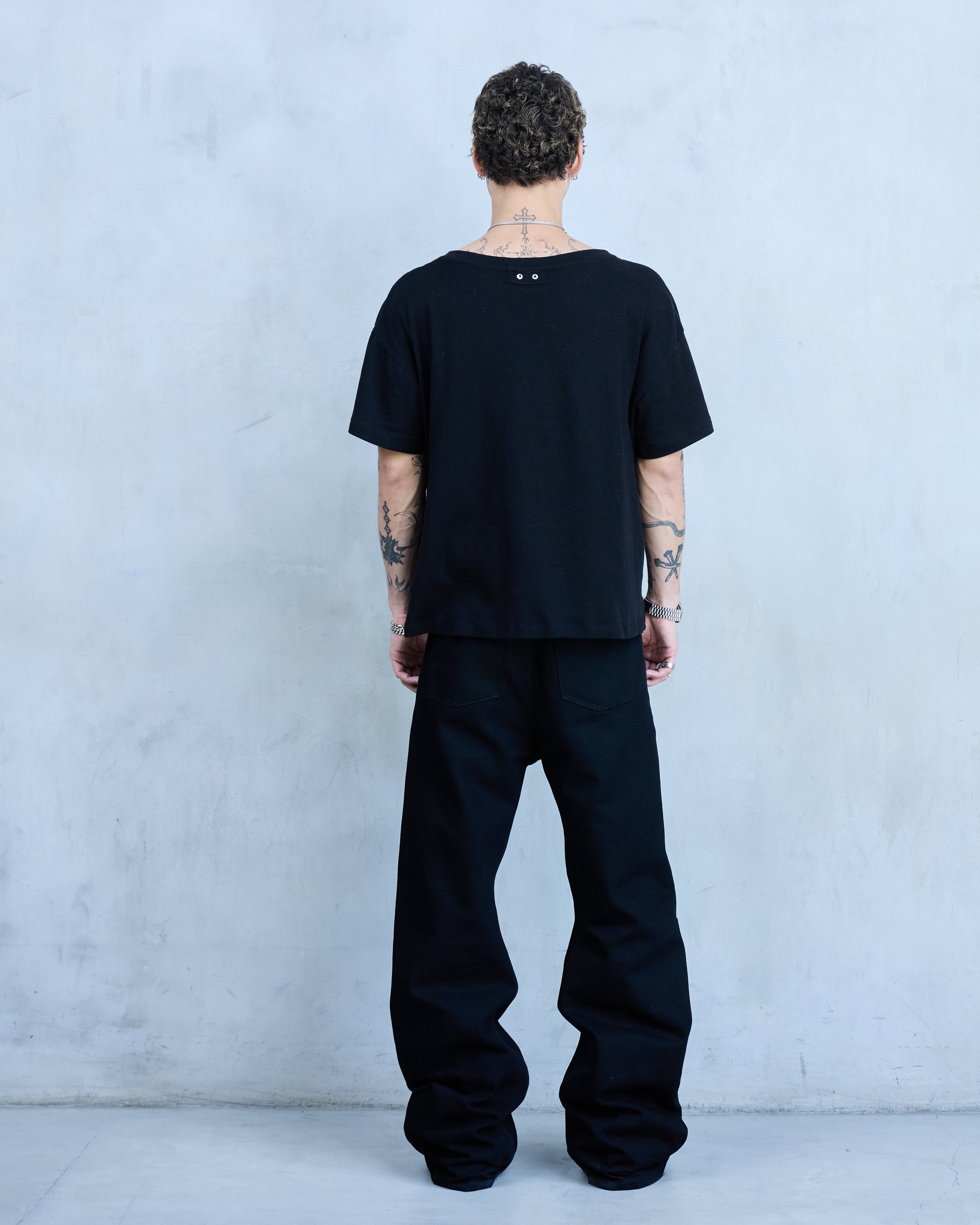 FRAME 0.2 'BLACK' COTTON RIBBING T-SHIRT