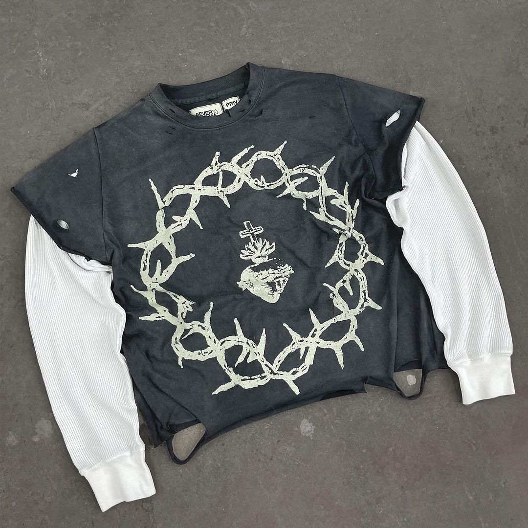 sacred heart double sleeve tee