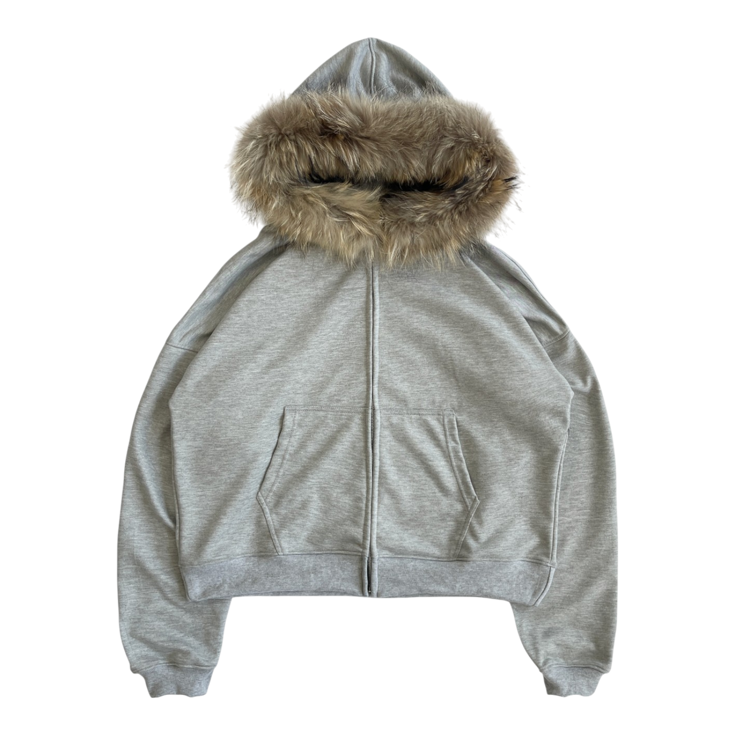 FUR HOODIE, HEATHER GRAY/BROWN – Lowheads