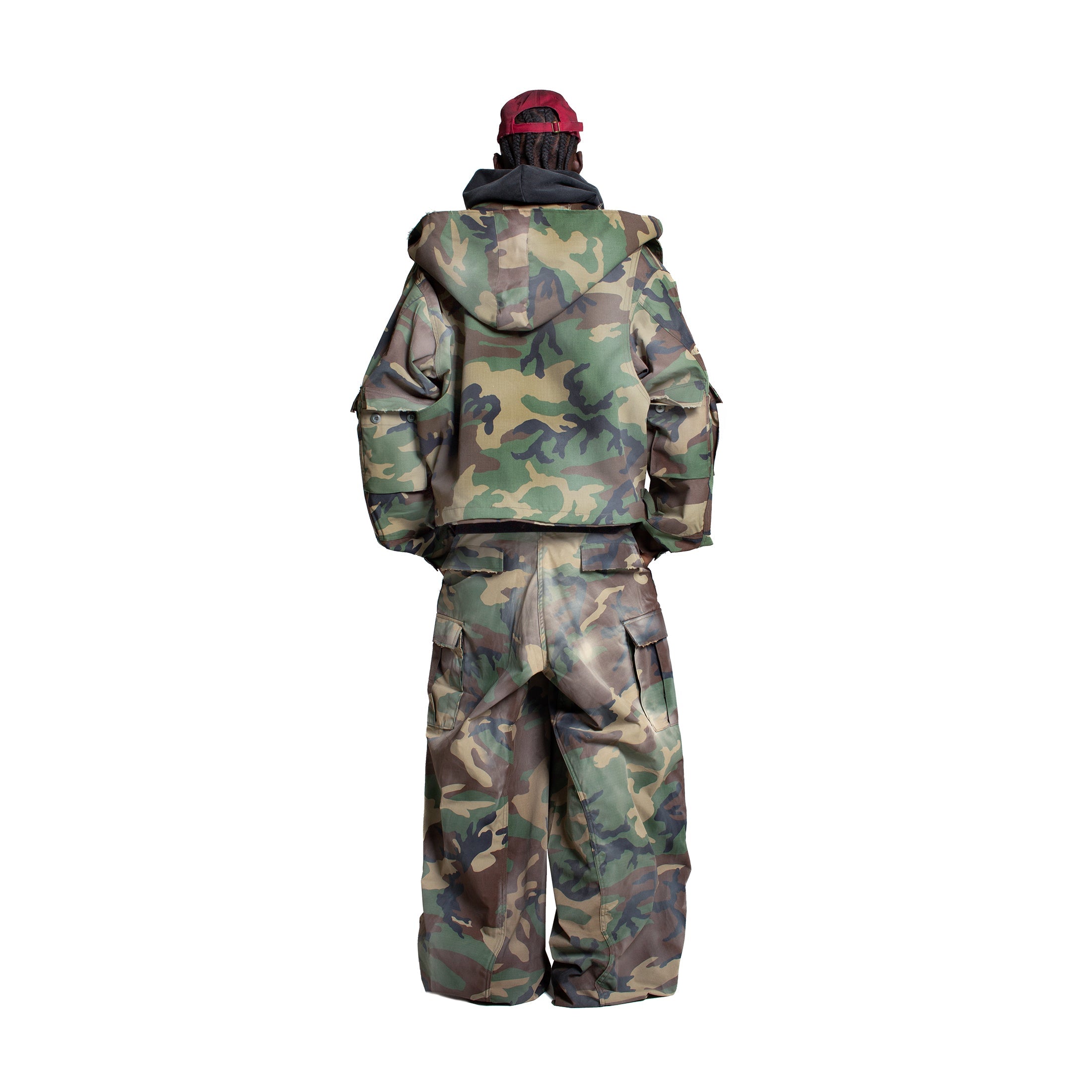 MUD WASHED CAMO CARGO PANTS