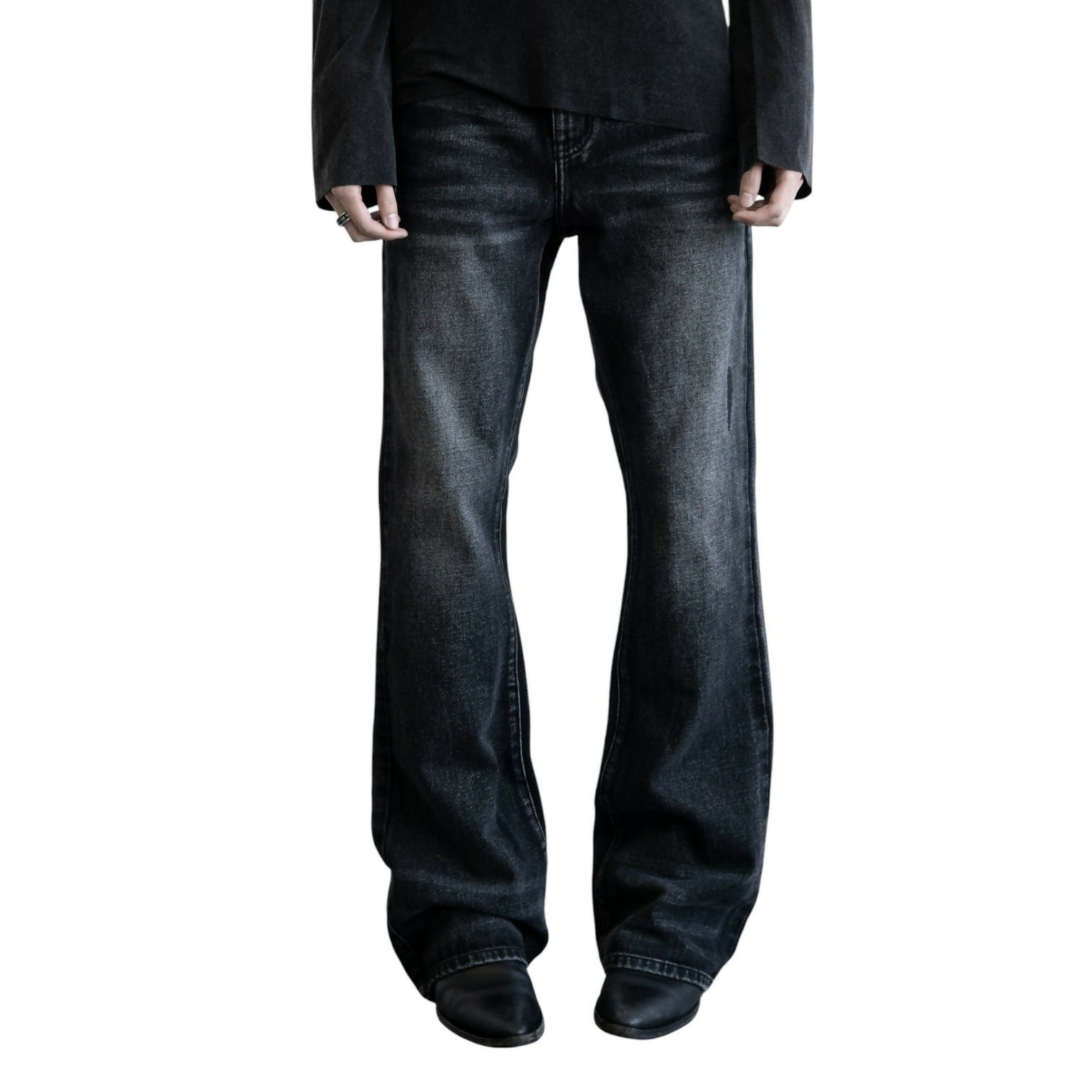flared_black_jeans_front_model_photo-Photoroom