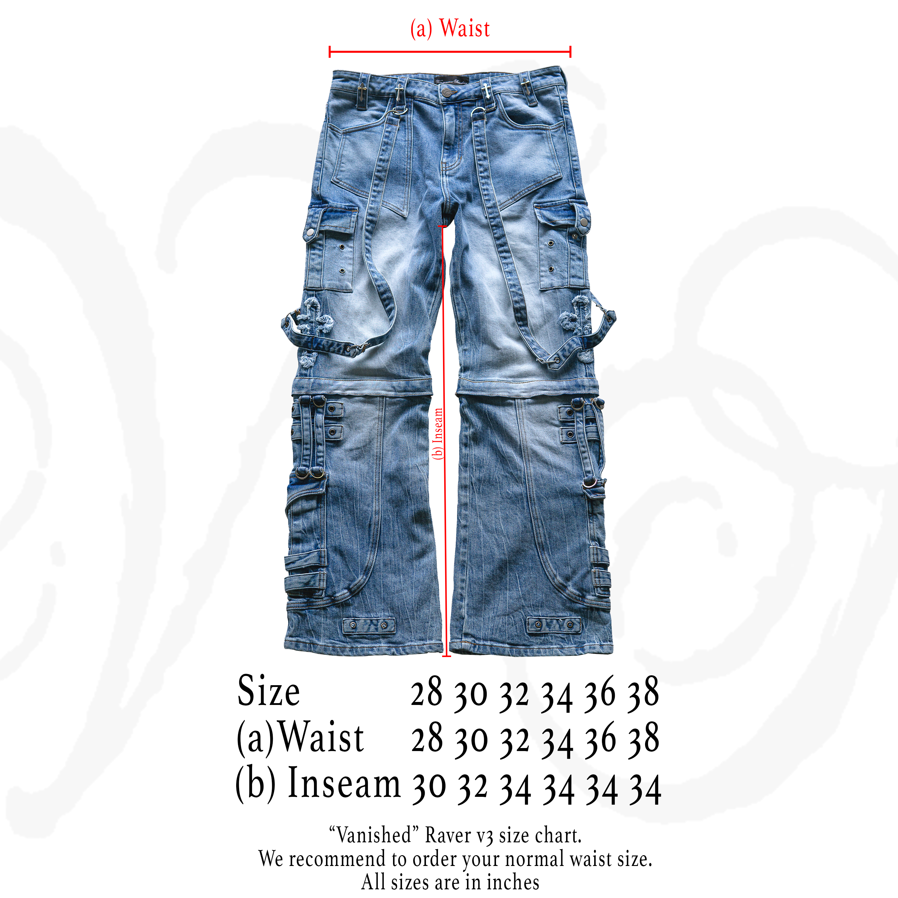 "Vanished" Raver Jeans V3 (Washed Blue)