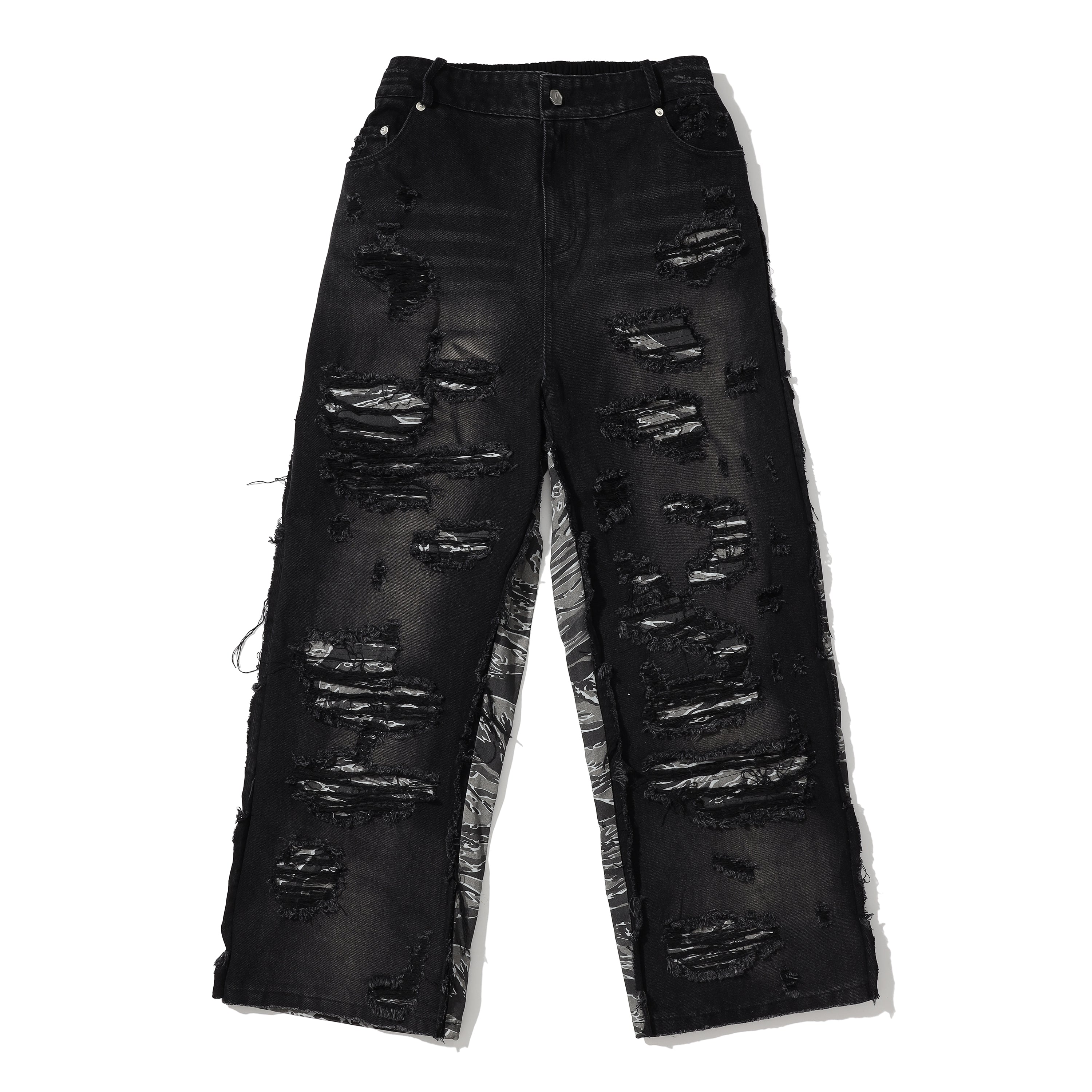 Destroyed Shadow Camo Baggy Denim – Lowheads