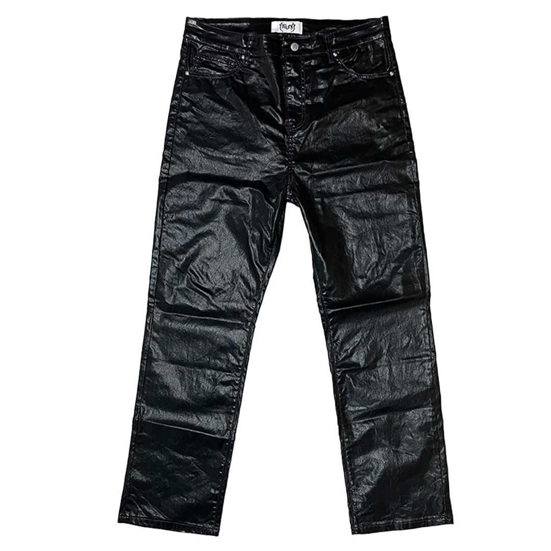 Waxed Denim Cargo Pants - Black