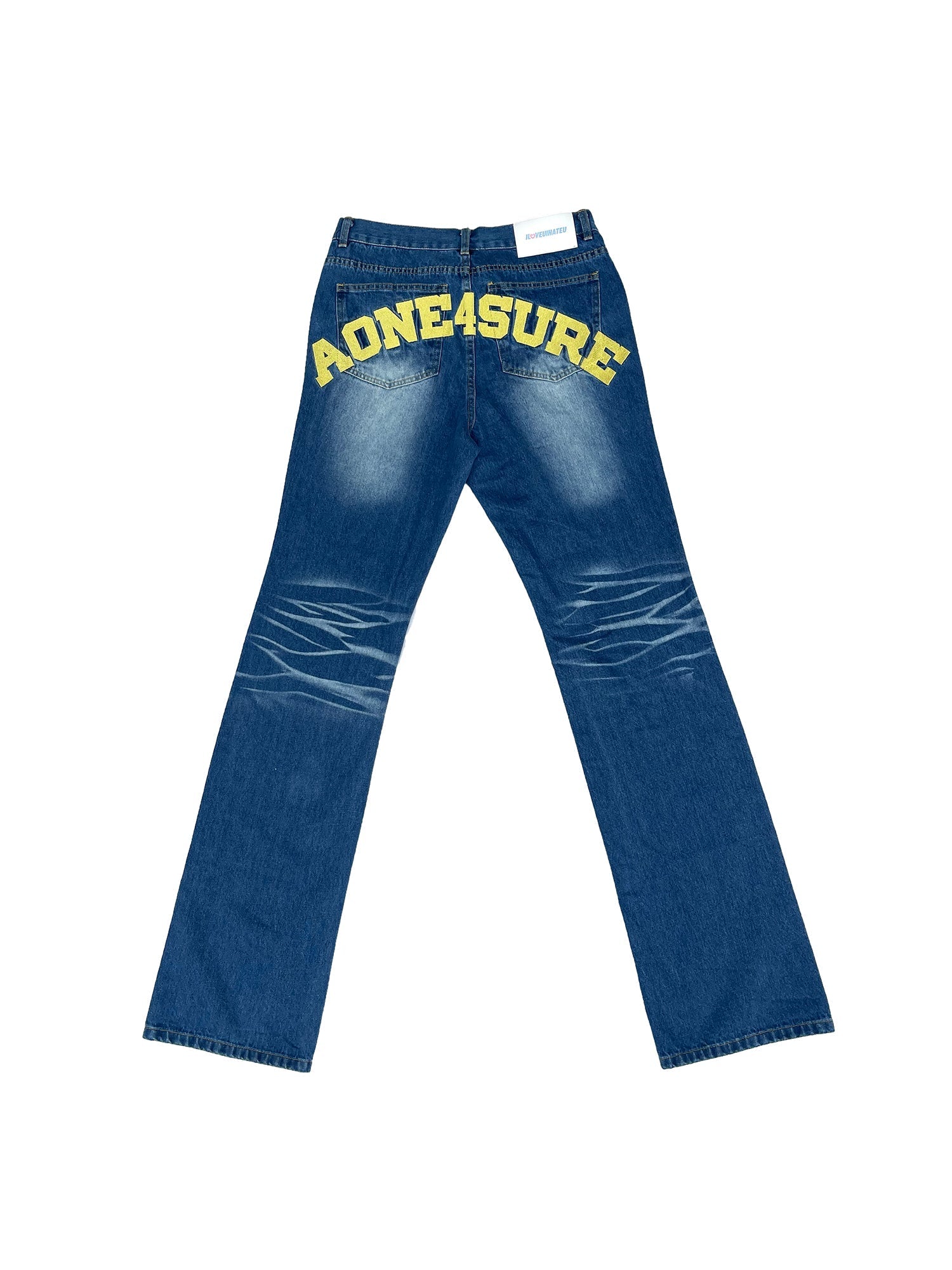 AONE4SURE embroidered yellow logo jeans-