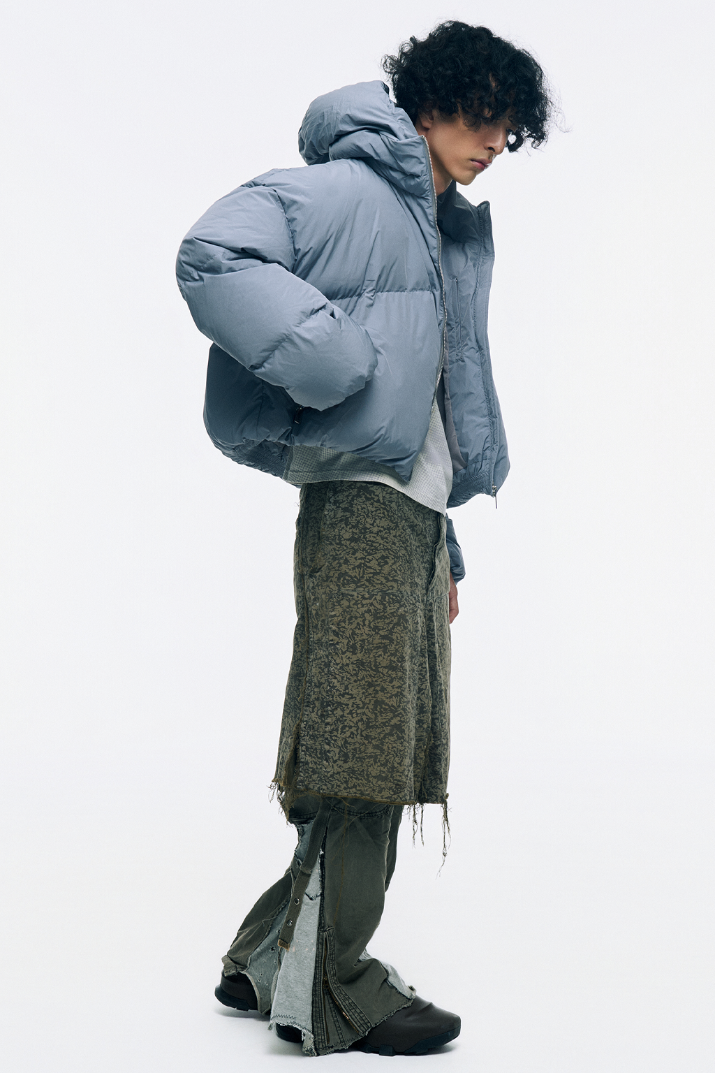 CROPPED DOUBLE NECK BUBBLE (GRAY)