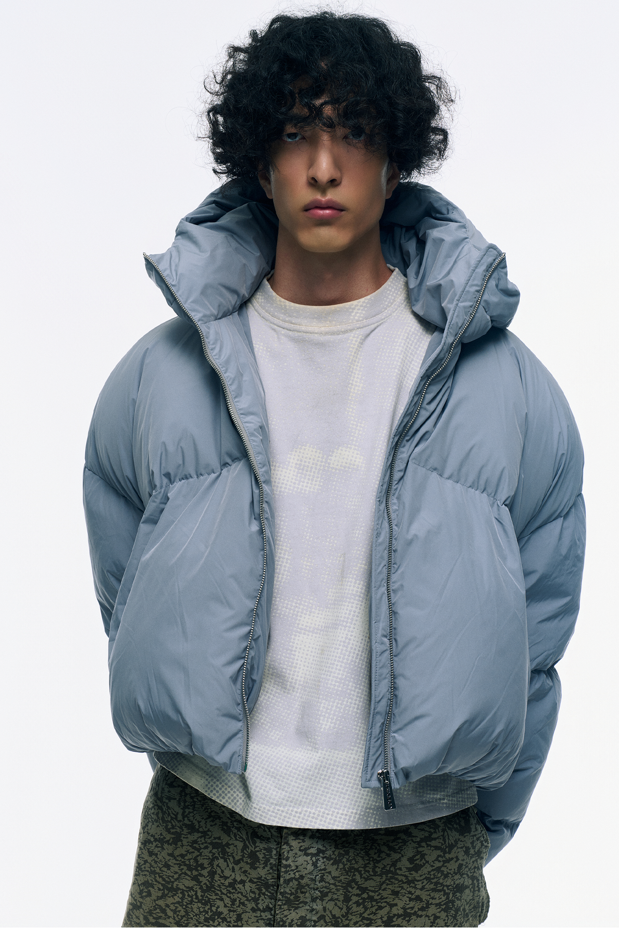 CROPPED DOUBLE NECK BUBBLE (GRAY)