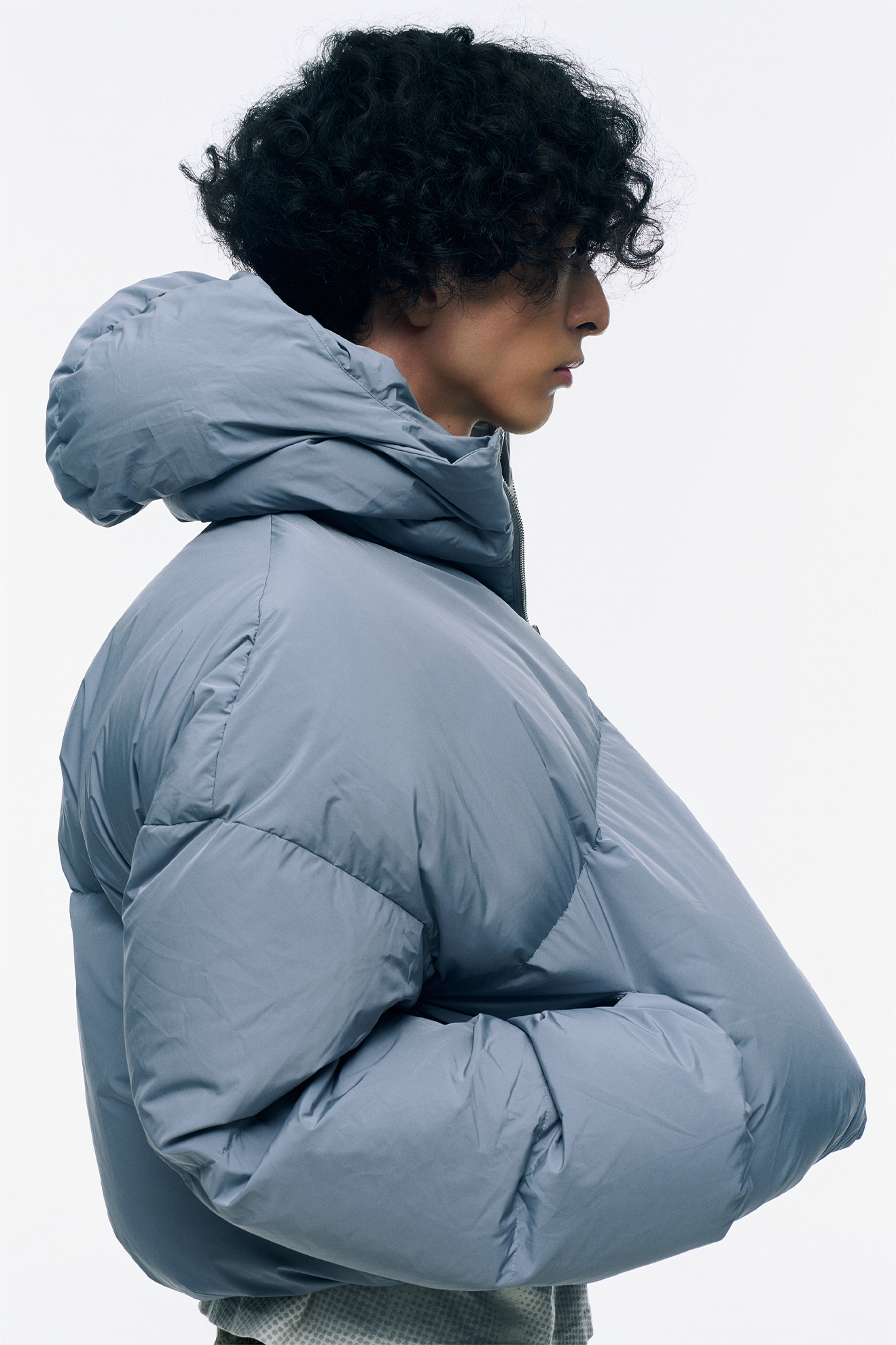 CROPPED DOUBLE NECK BUBBLE (GRAY)