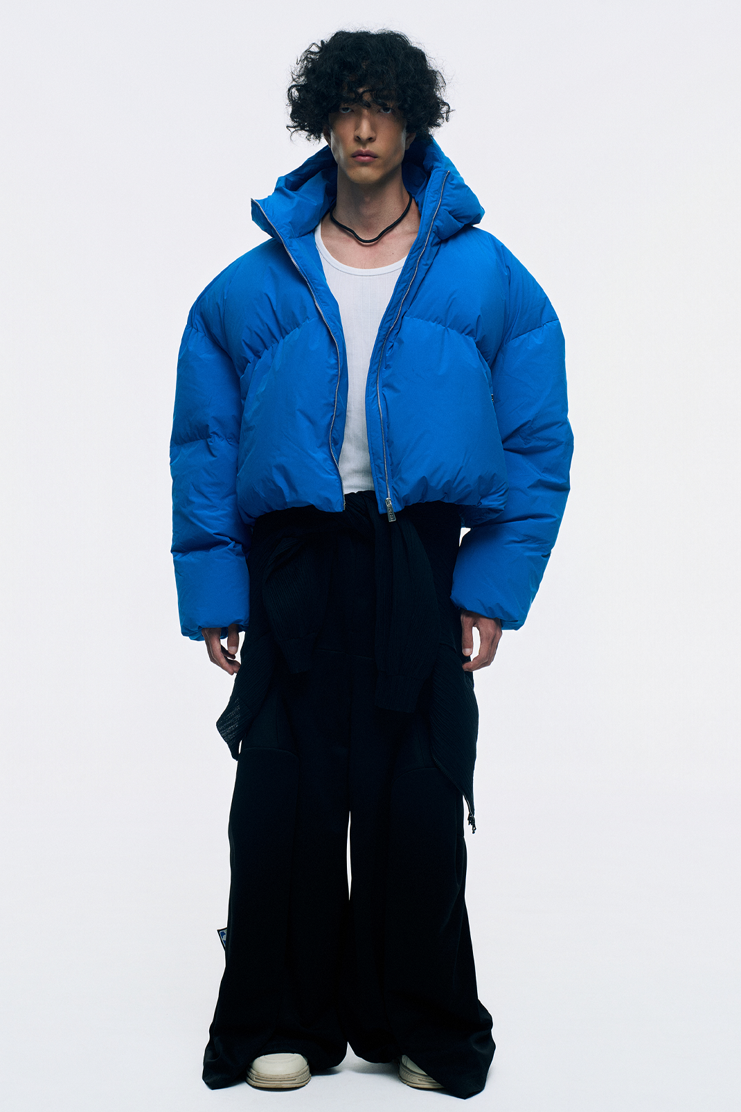 CROPPED DOUBLE NECK BUBBLE (BLUE)