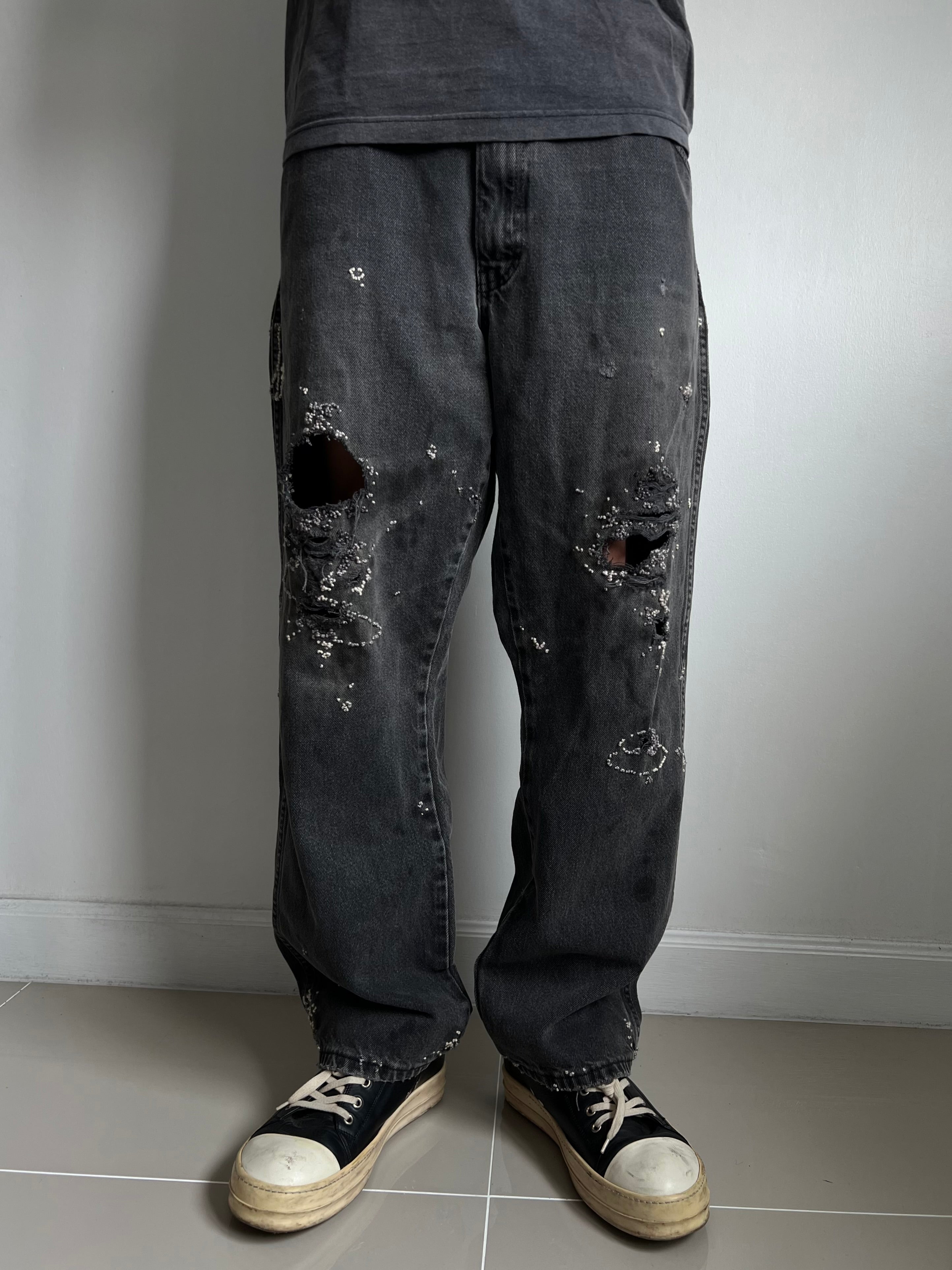 """Embroidered' Dot work pants