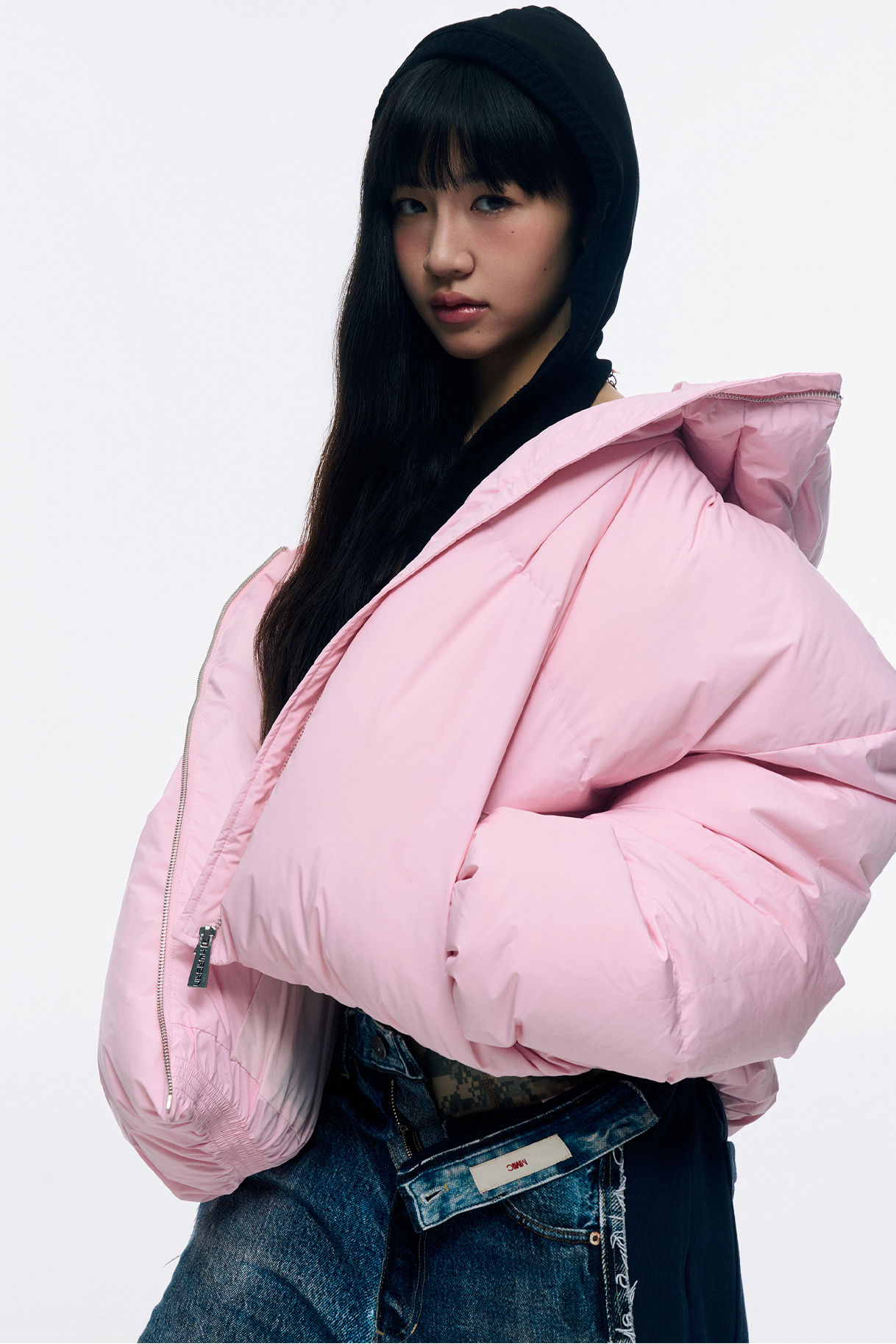 CROPPED DOUBLE NECK BUBBLE (PINK)