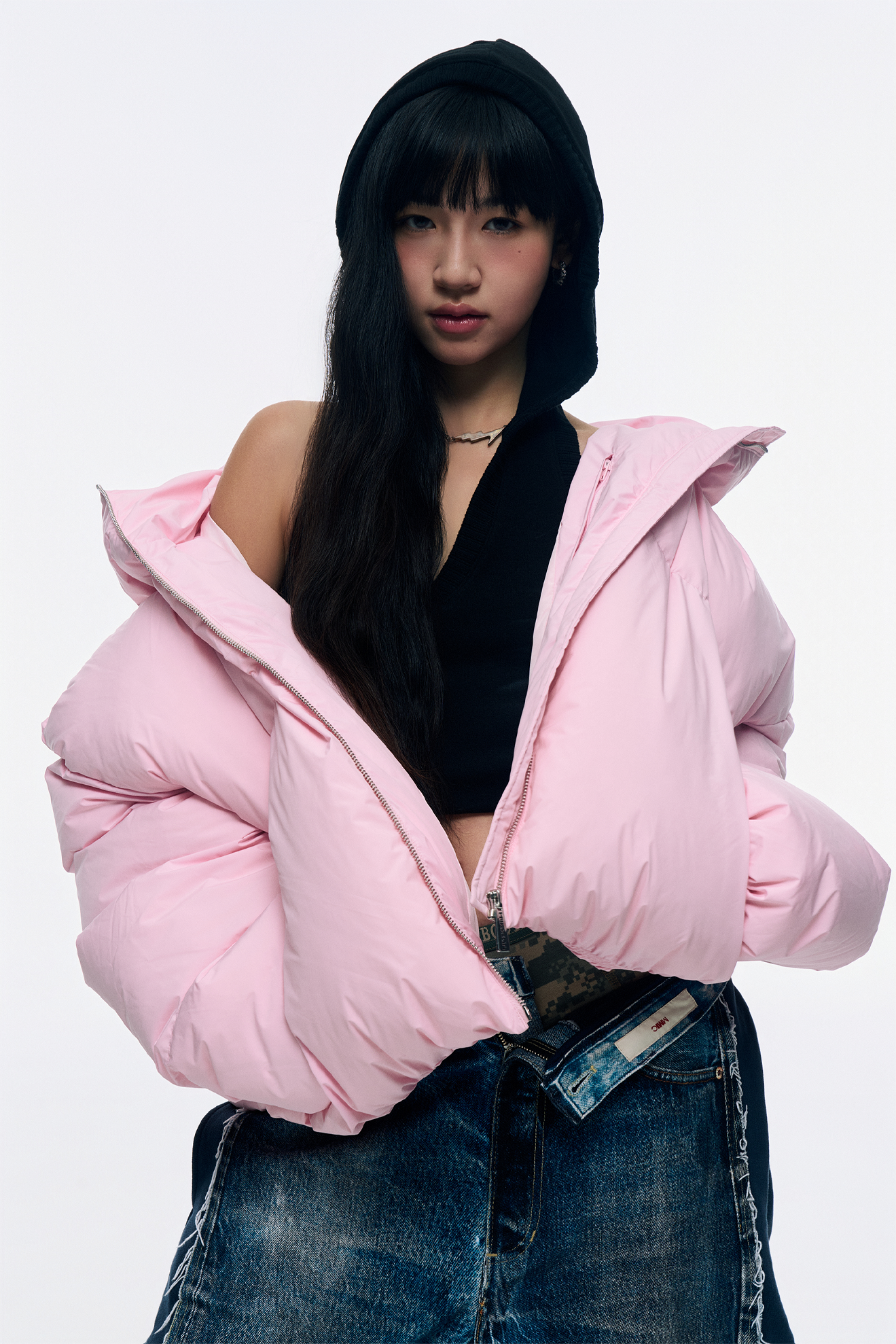 CROPPED DOUBLE NECK BUBBLE (PINK)