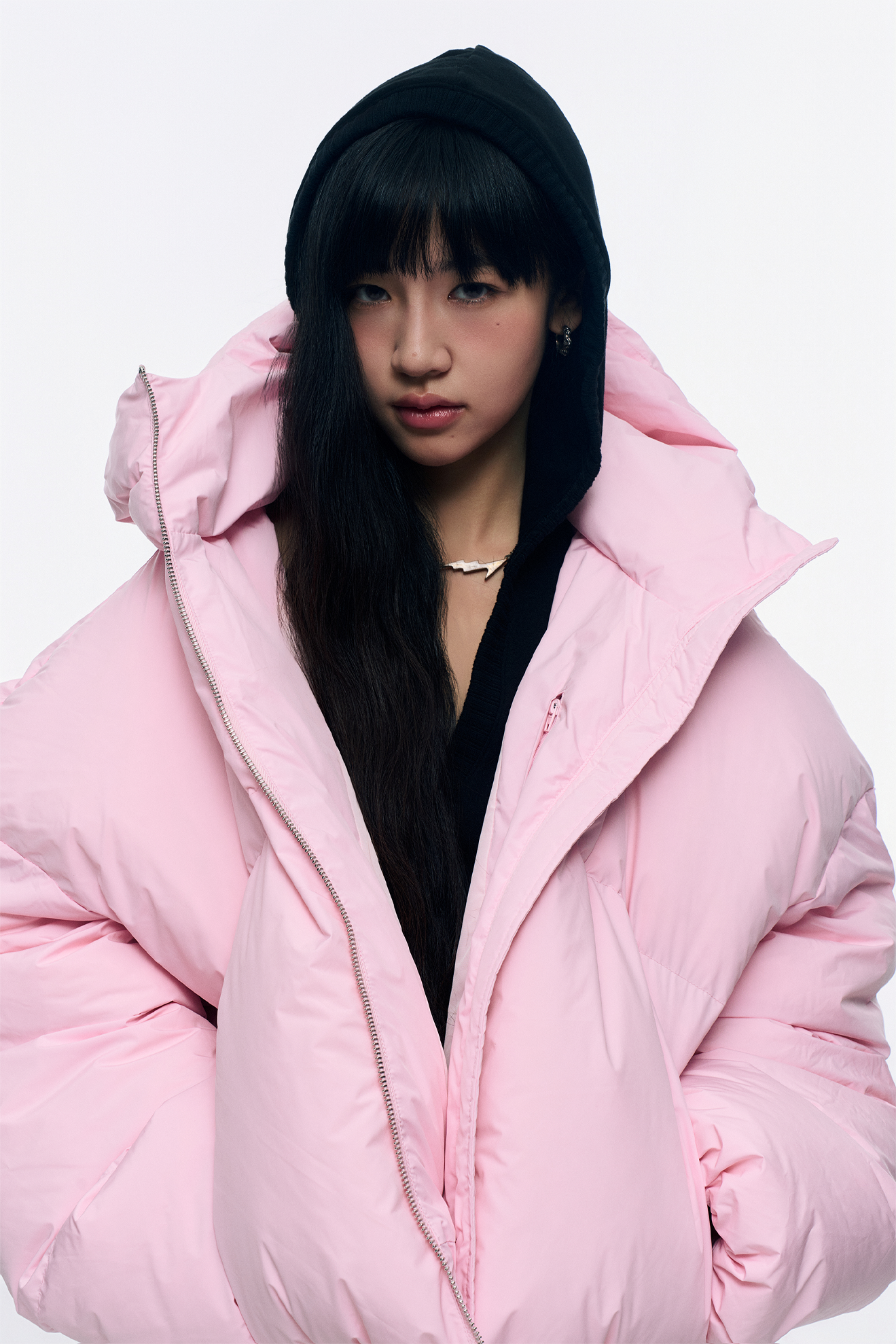 CROPPED DOUBLE NECK BUBBLE (PINK)