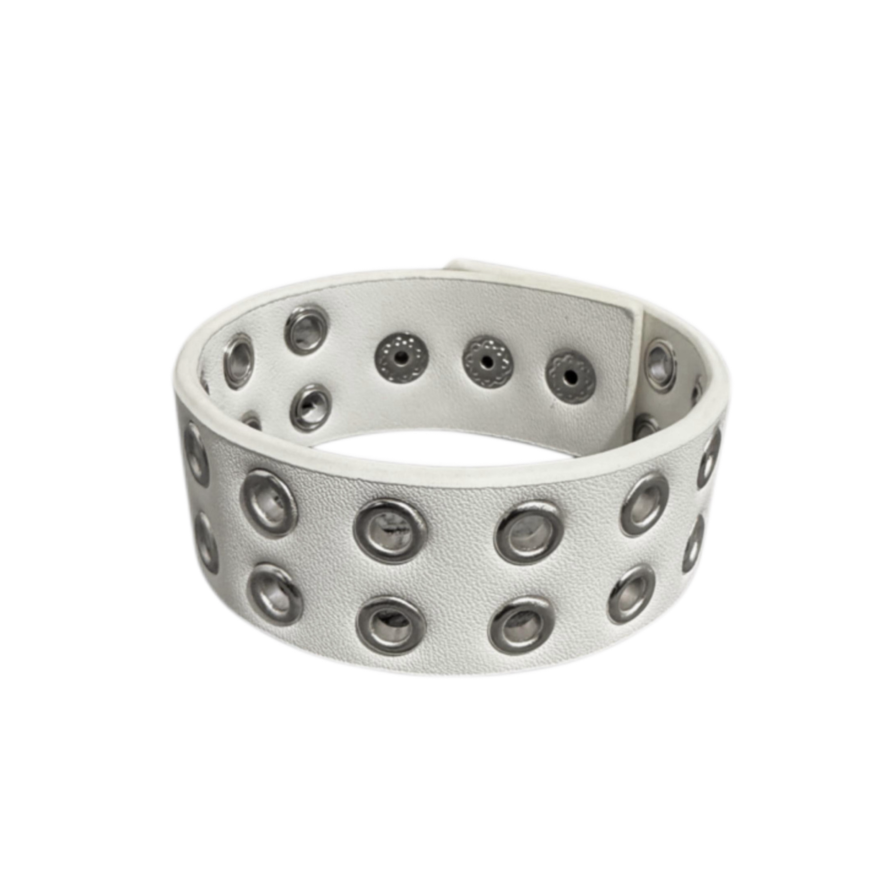 LEATHER GROMMET BRACELET (WHITE)