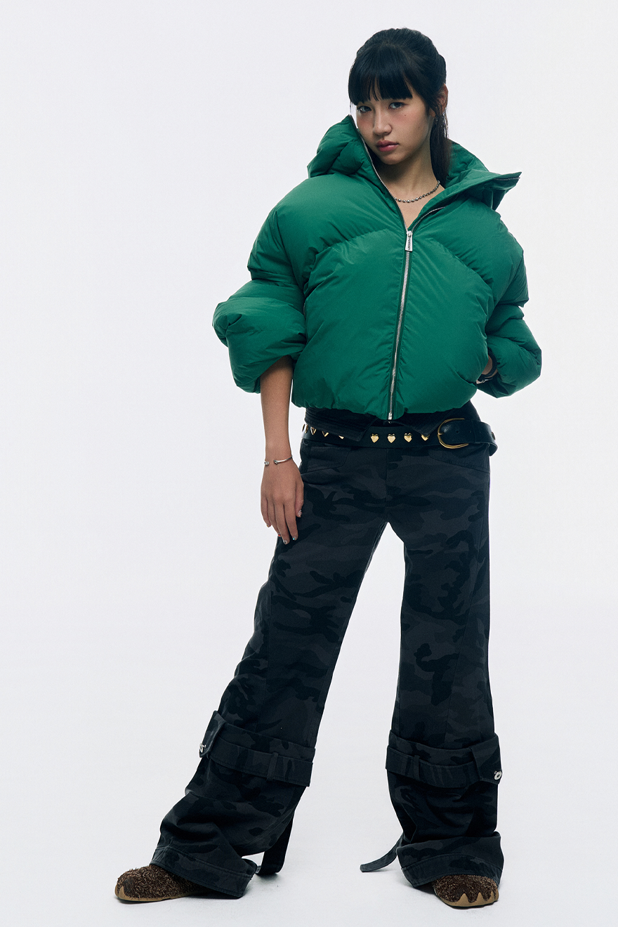 CROPPED DOUBLE NECK BUBBLE (GREEN)