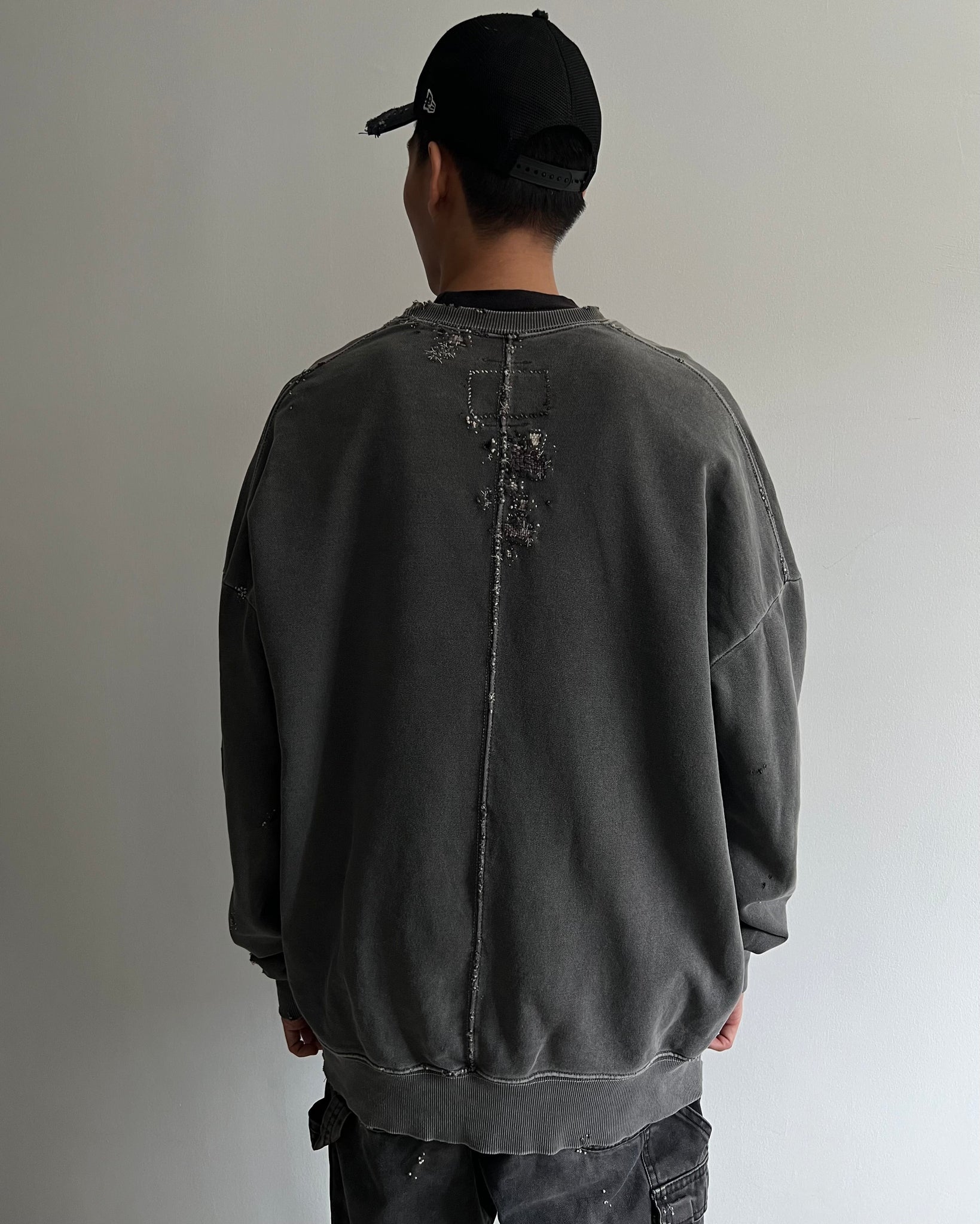 ""'Embroidered BORO Grey Sweater