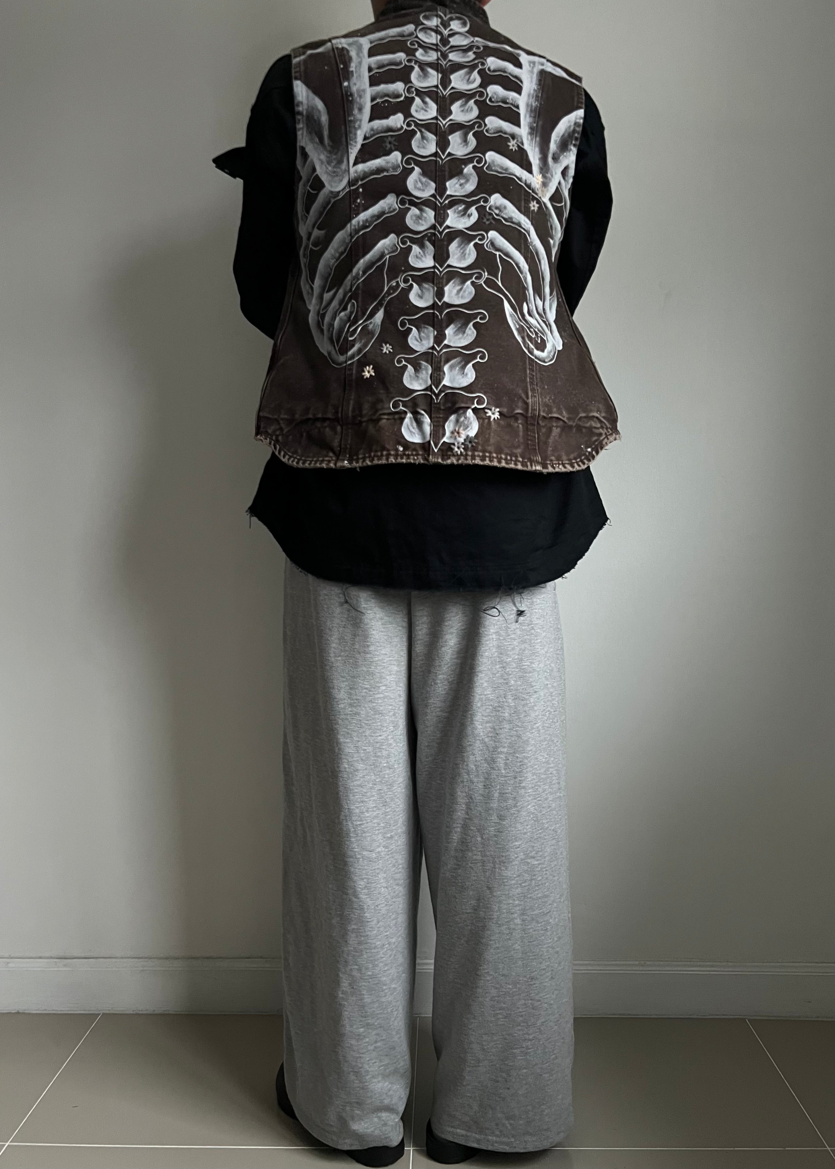 ""SKELETON' Faded Brown Vest