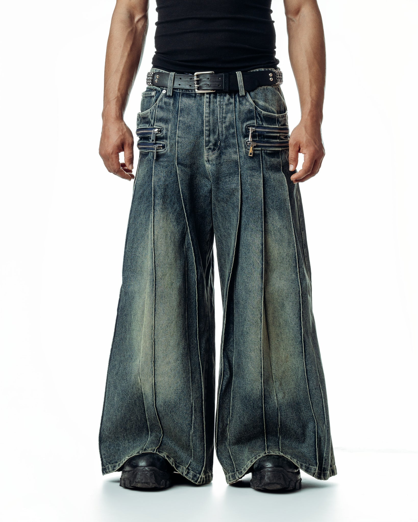 Pleated Denim