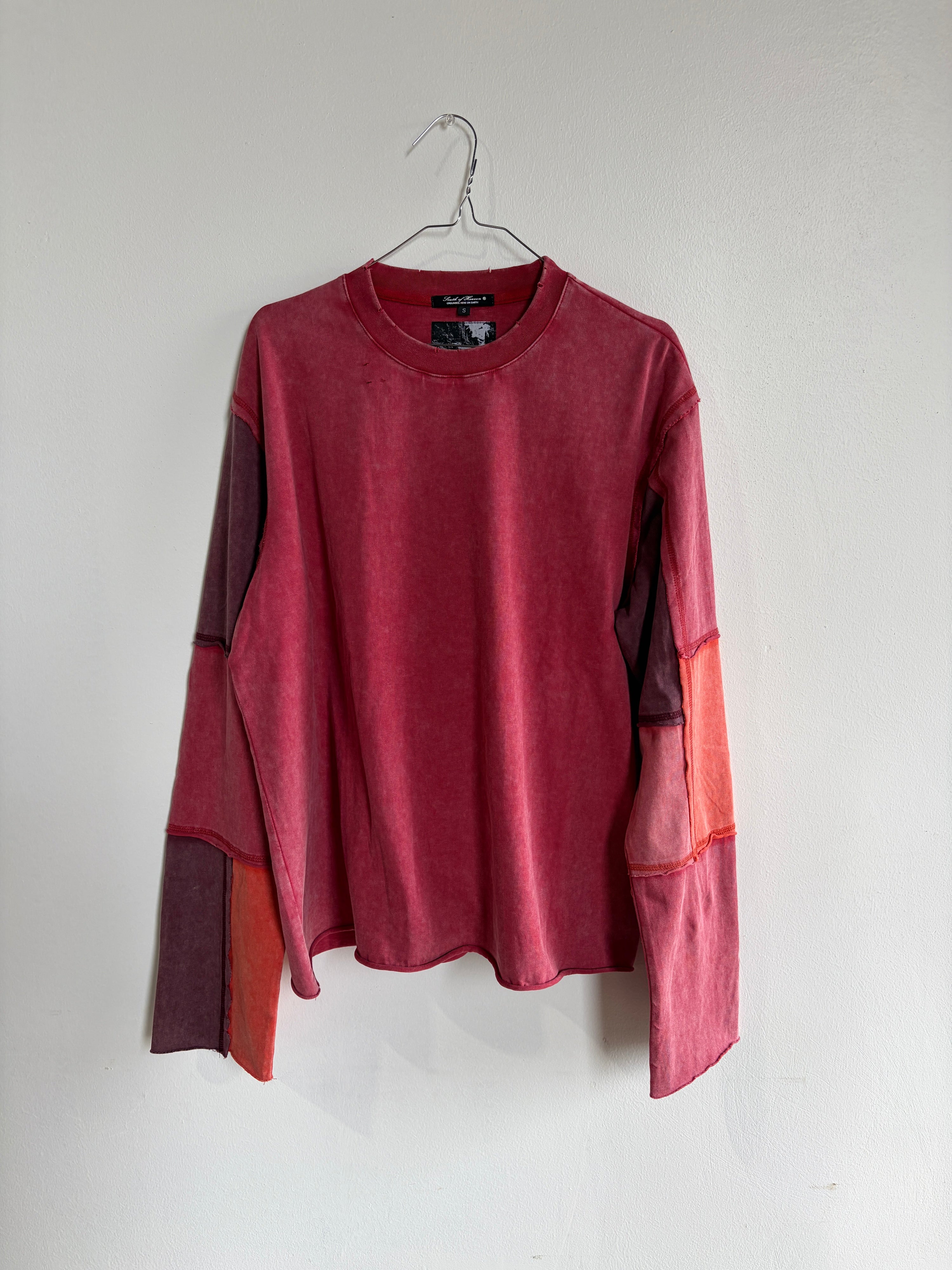 DISTRESSED PATCHWORK LONGSLEEVE - RUBY