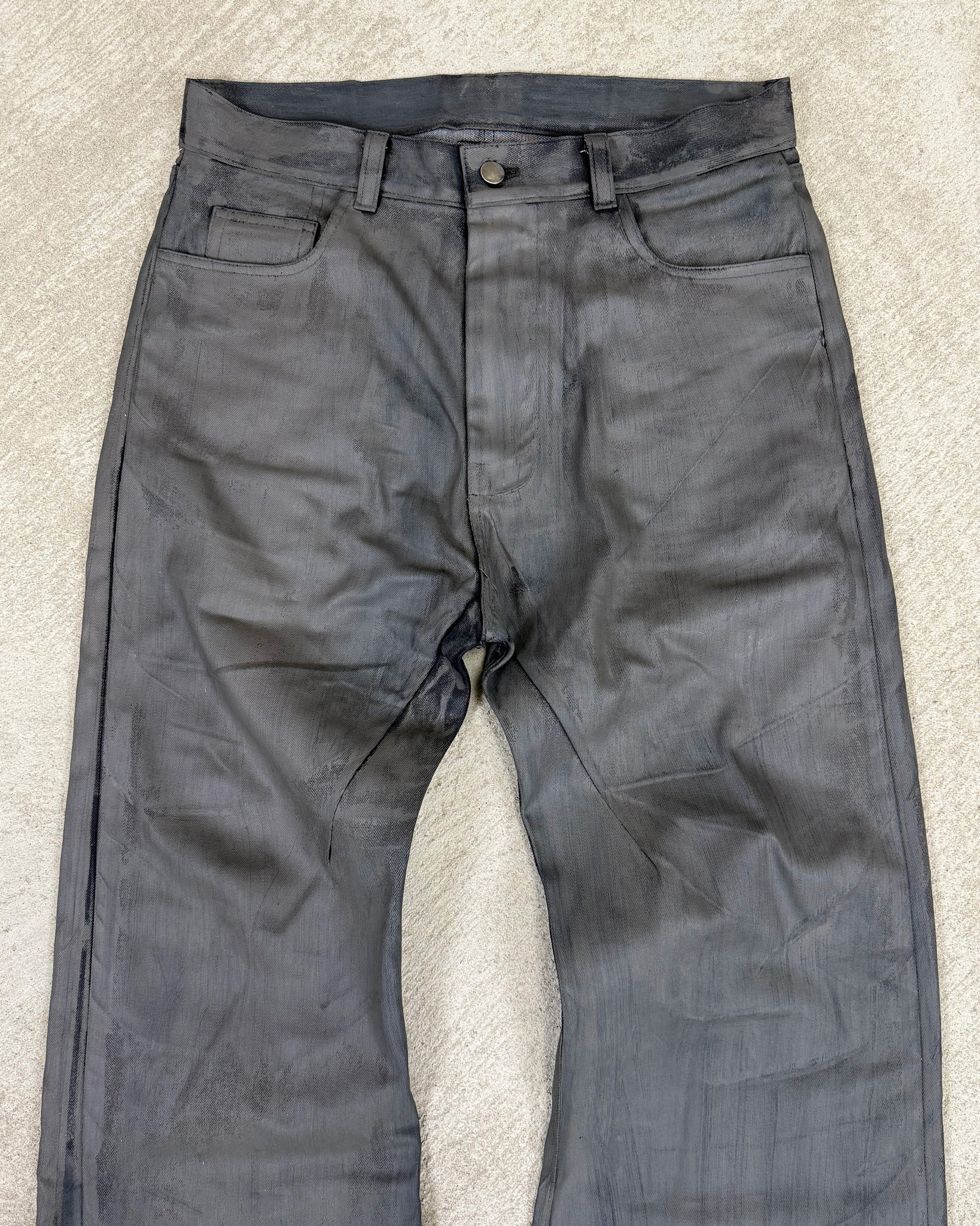 Oil Spill Grey Waxed Jeans