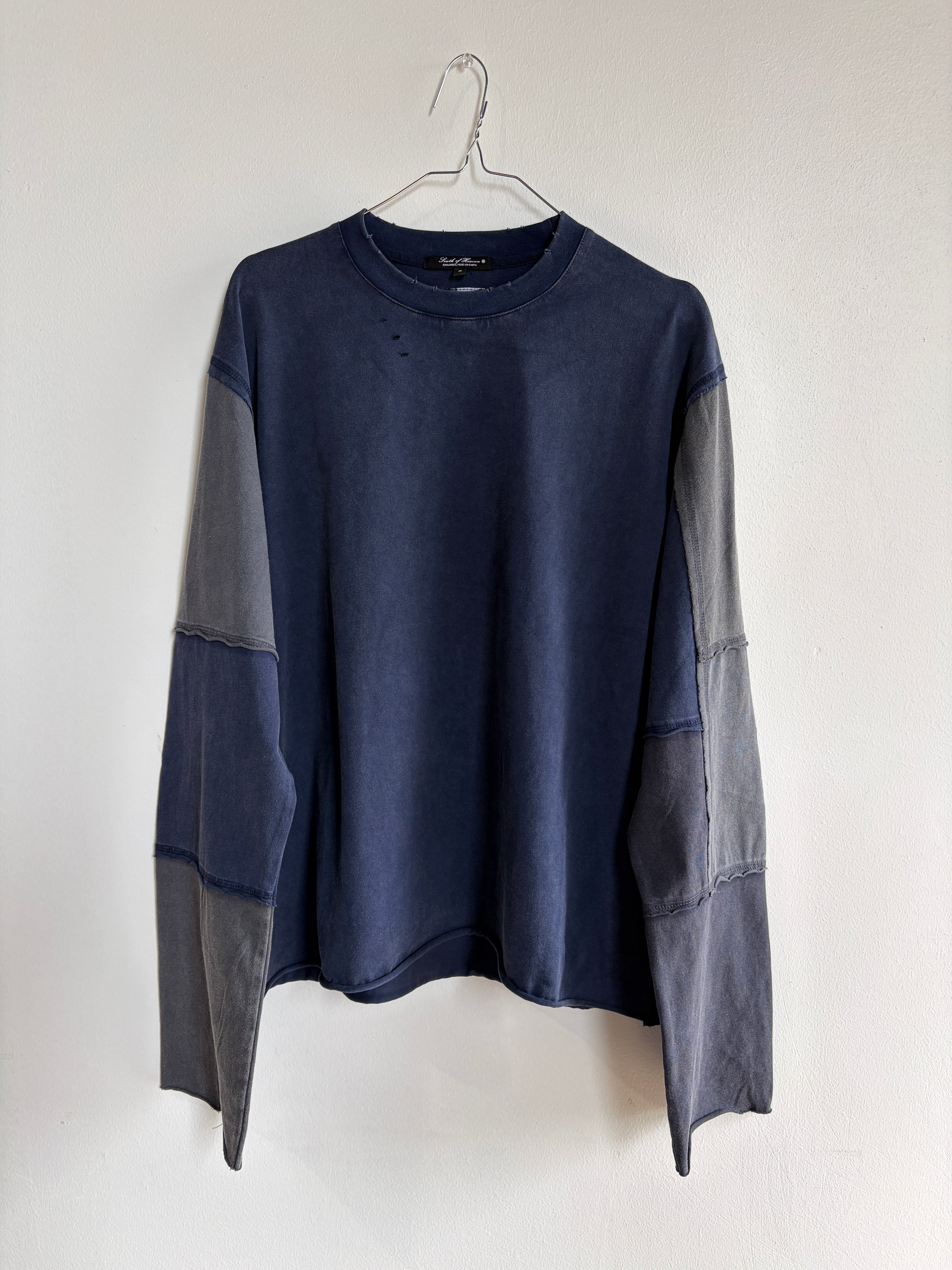 DISTRESSED PATCHWORK LONGSLEEVE - INDIGO