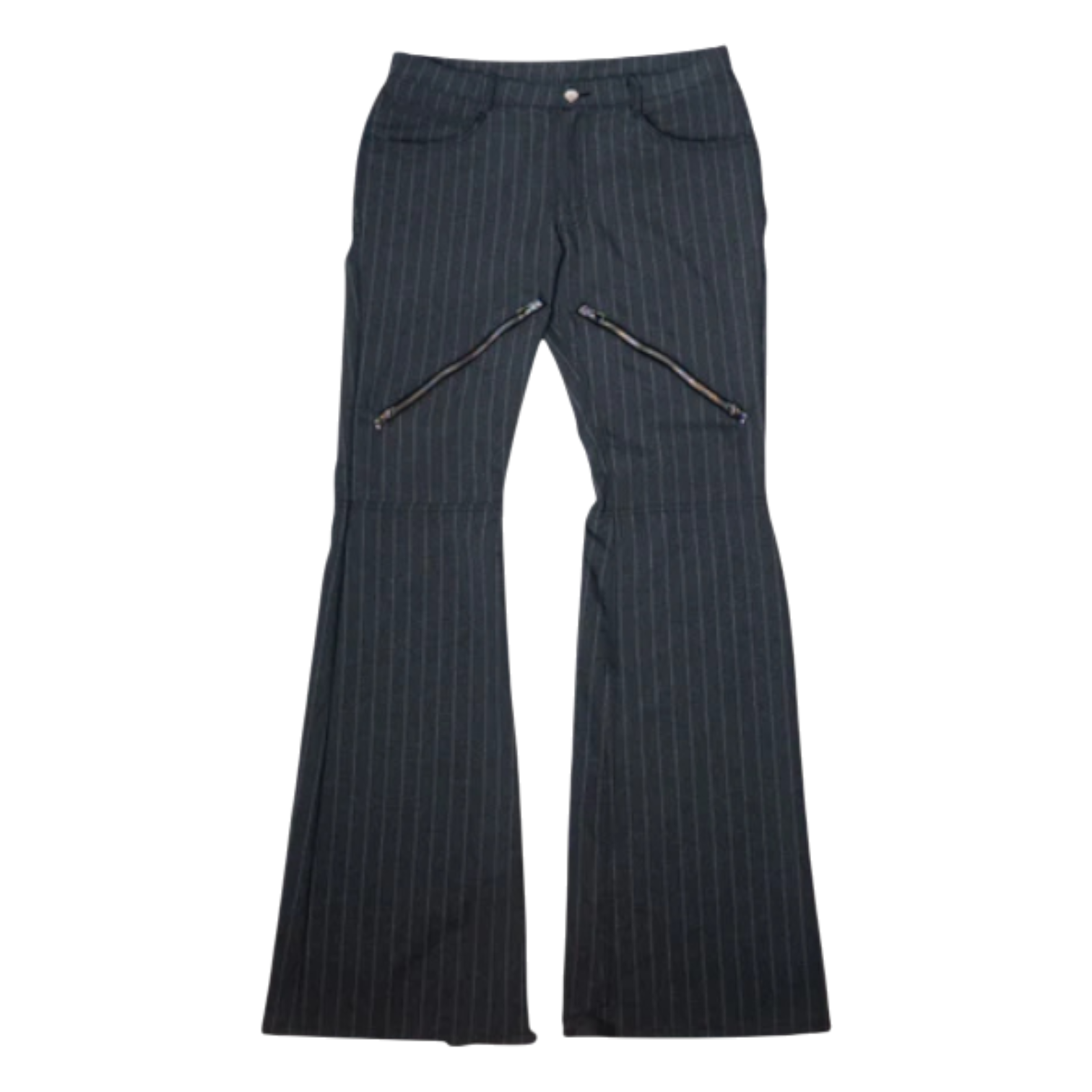 BOOTCUT ZIPPERED SIGNATURE PANTS (PINSTRIPES)