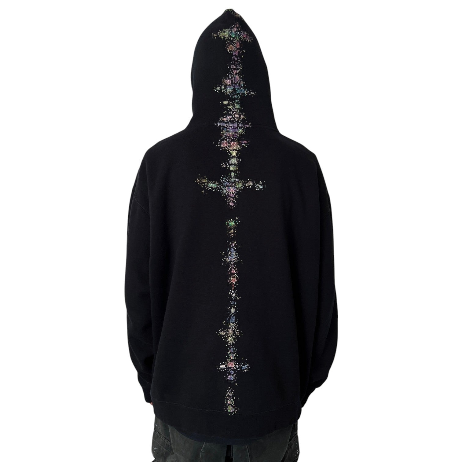 """Embroidered Black Hoodie