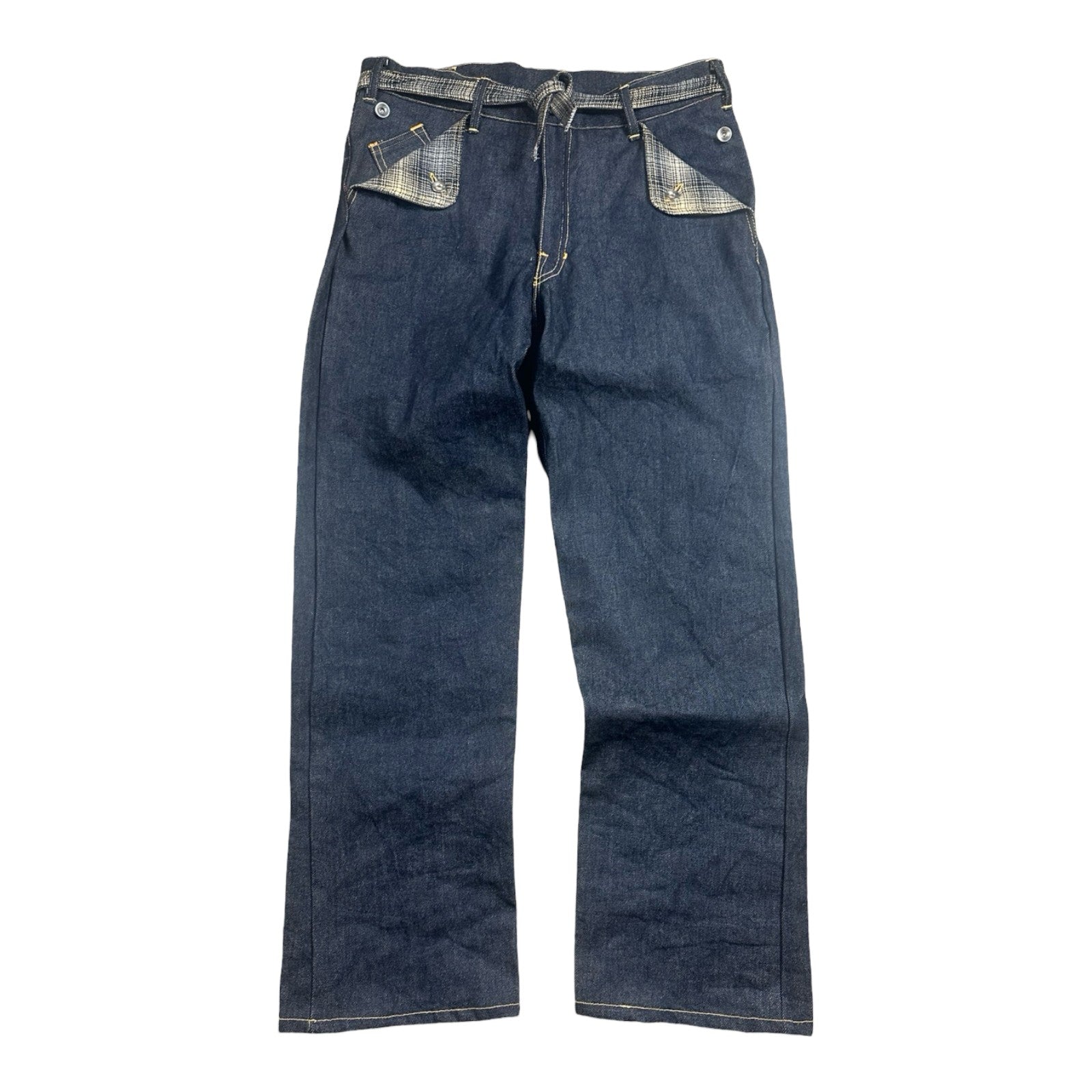 Tie Front Raw Denim Jeans (16.5Oz)