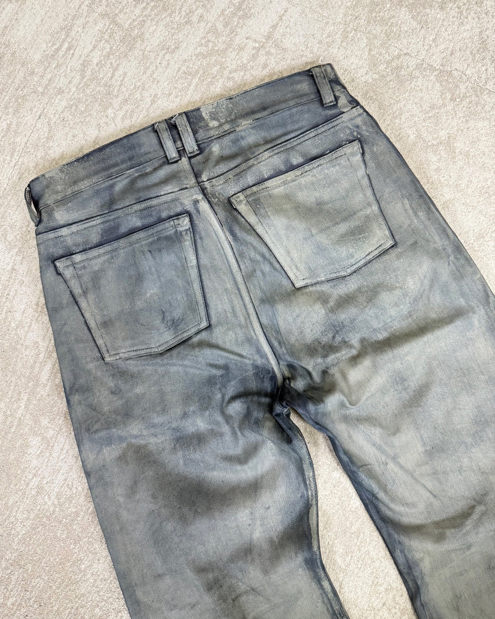 Oil Spill Tan Waxed Jeans