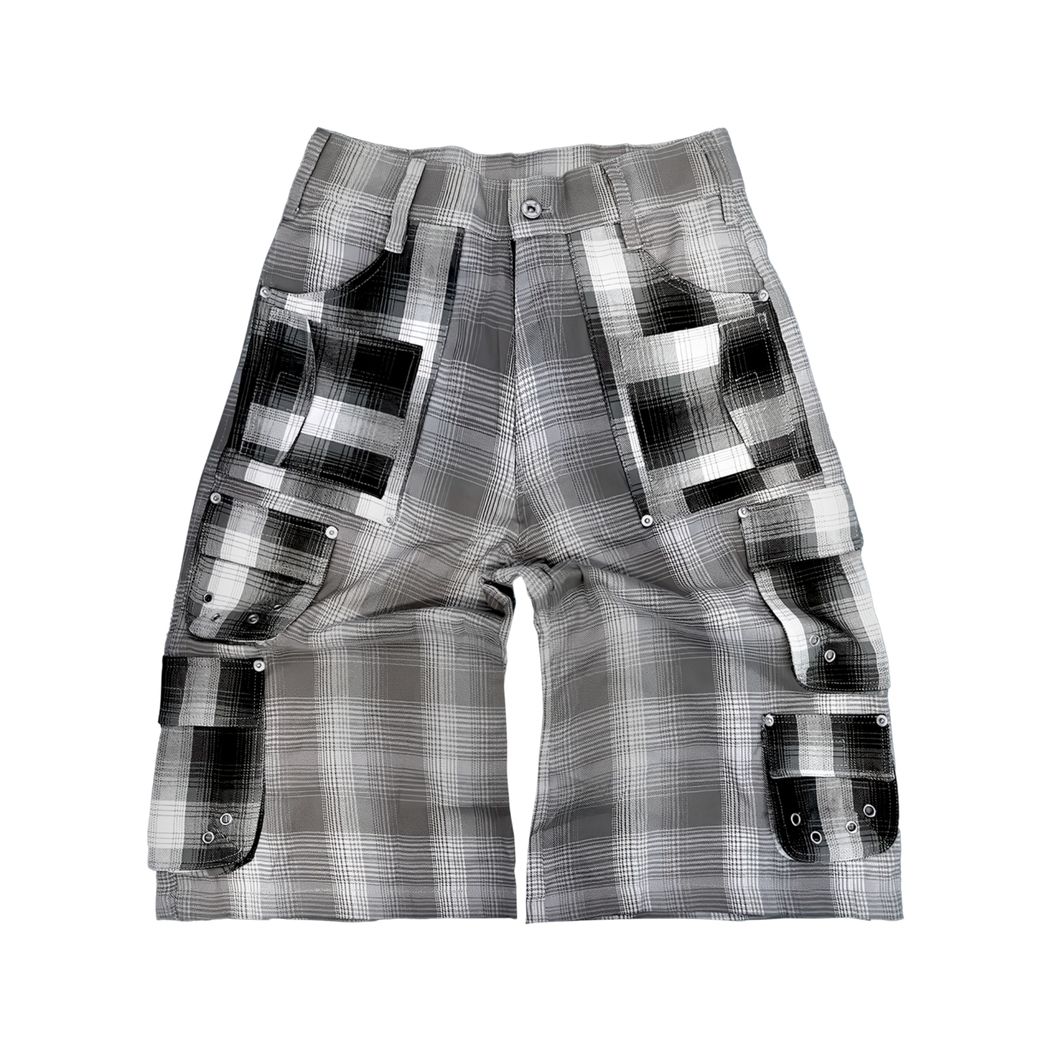 WOOL SHORTS, GREY/BLACK PLAID