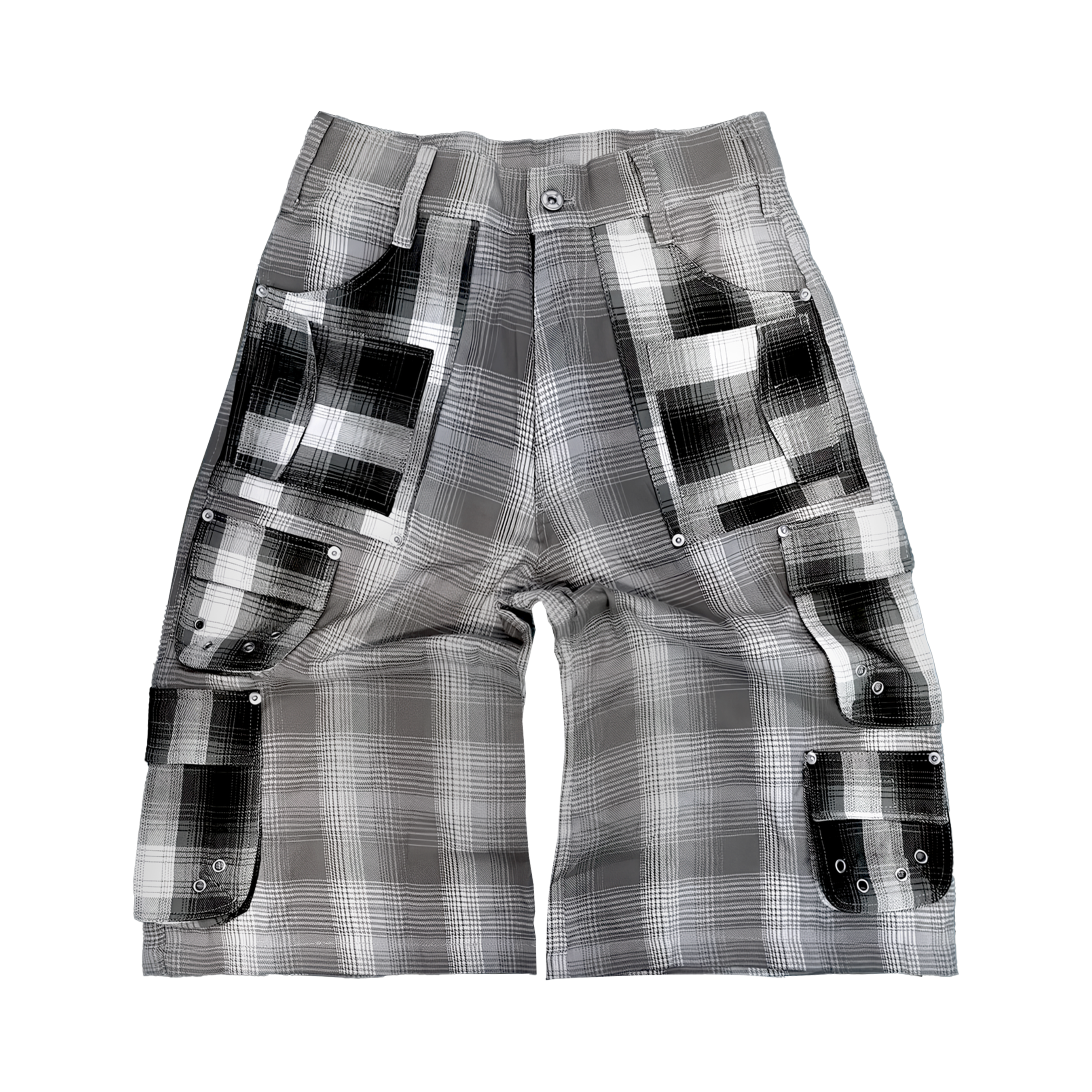 WOOL SHORTS, GREY/BLACK PLAID