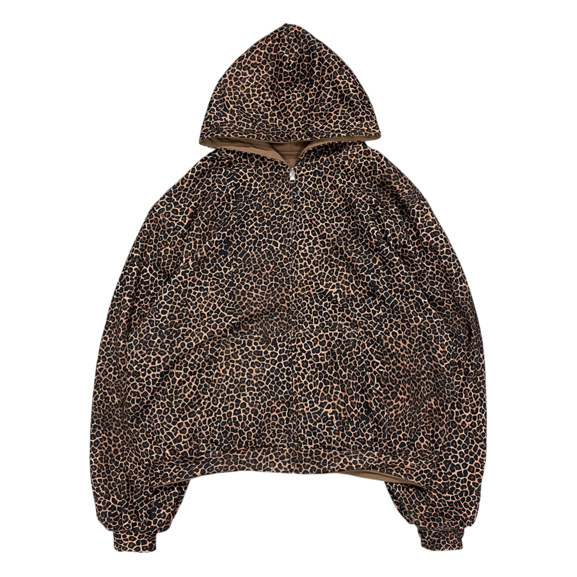 CHEETAH/BEIGE CANVAS HEAVYWEIGHT REVERSIBLE ZIP UP