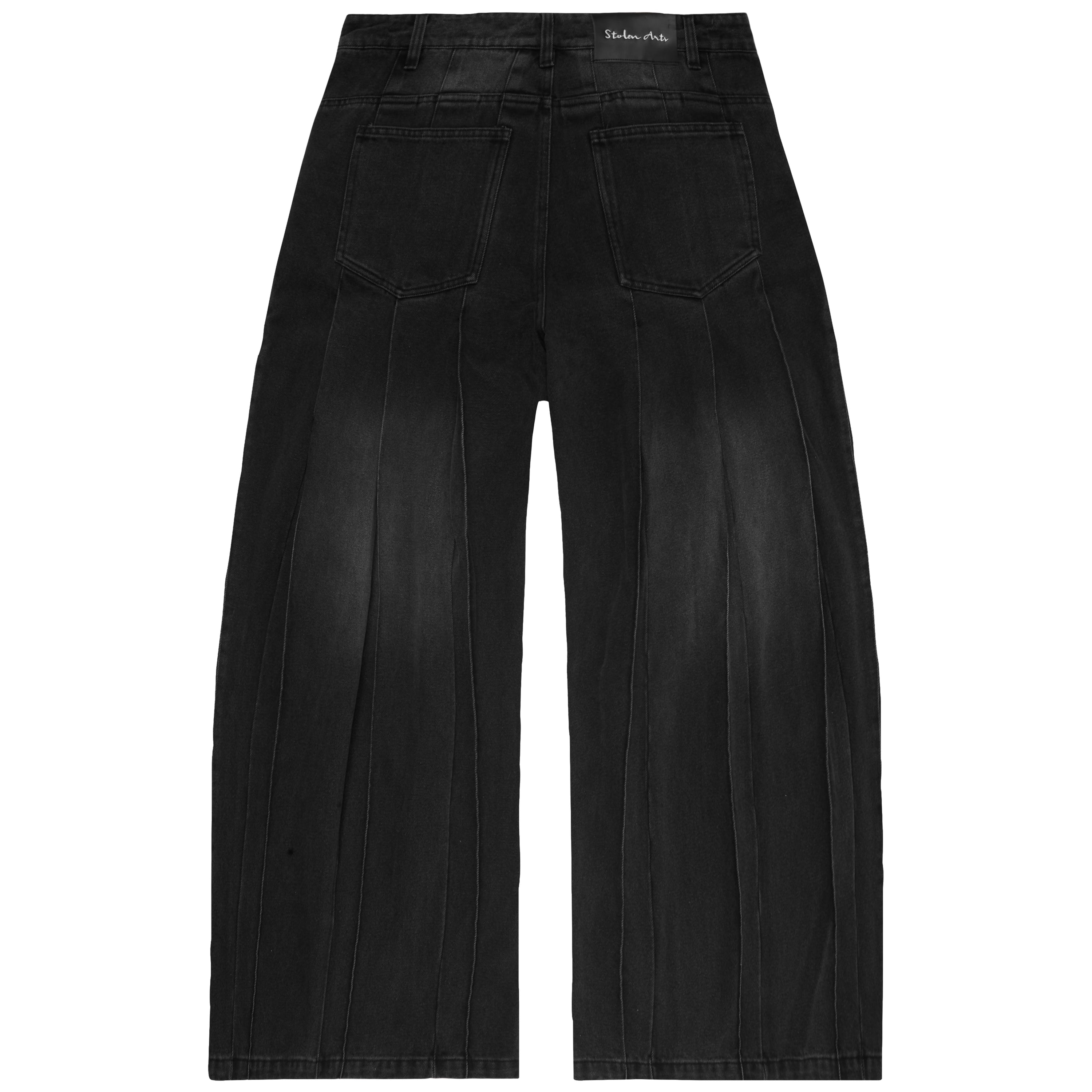 Pleated Black Denim