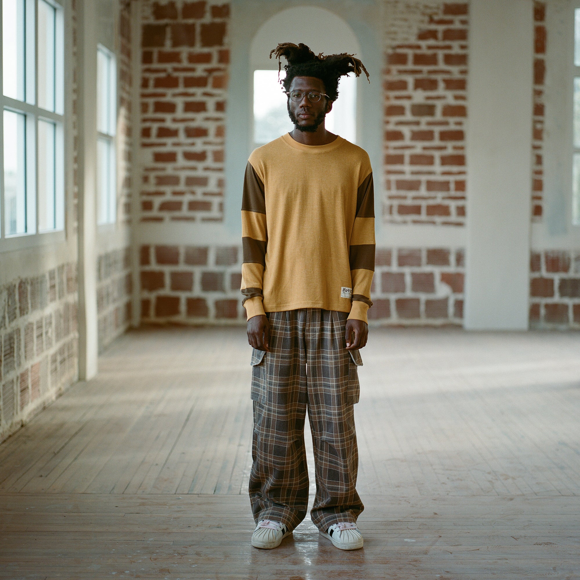 filthy® wide-leg cargo (brown plaid)