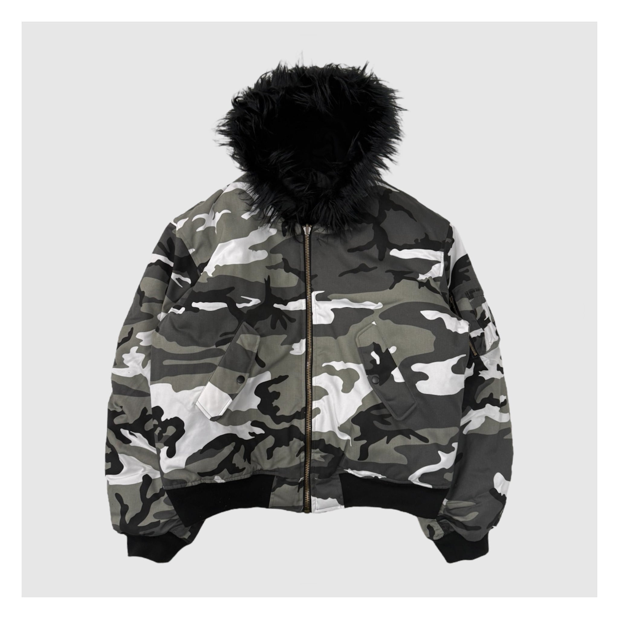 FUR HOOD JACKET (WHITE CAMO)