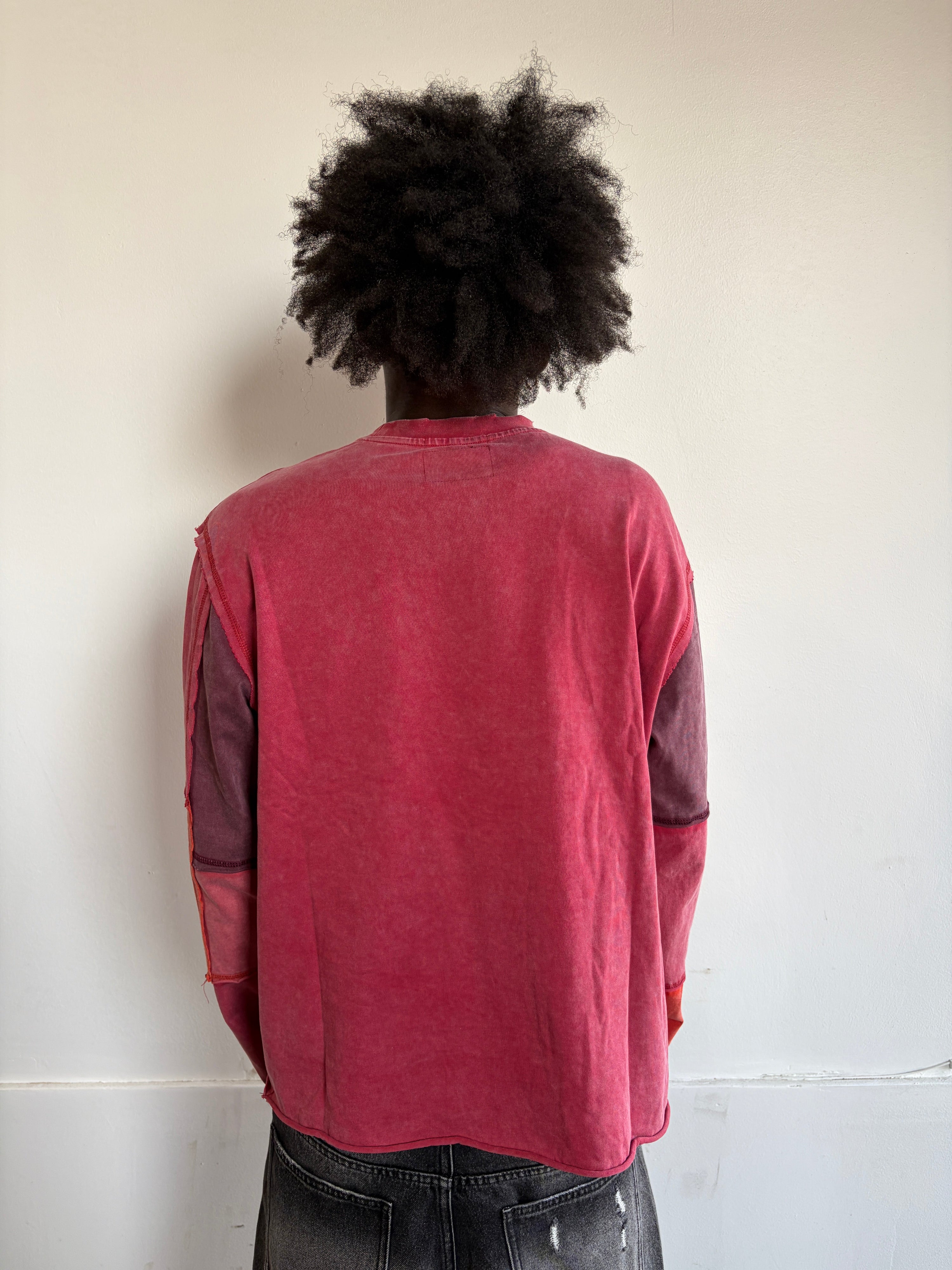 DISTRESSED PATCHWORK LONGSLEEVE - RUBY
