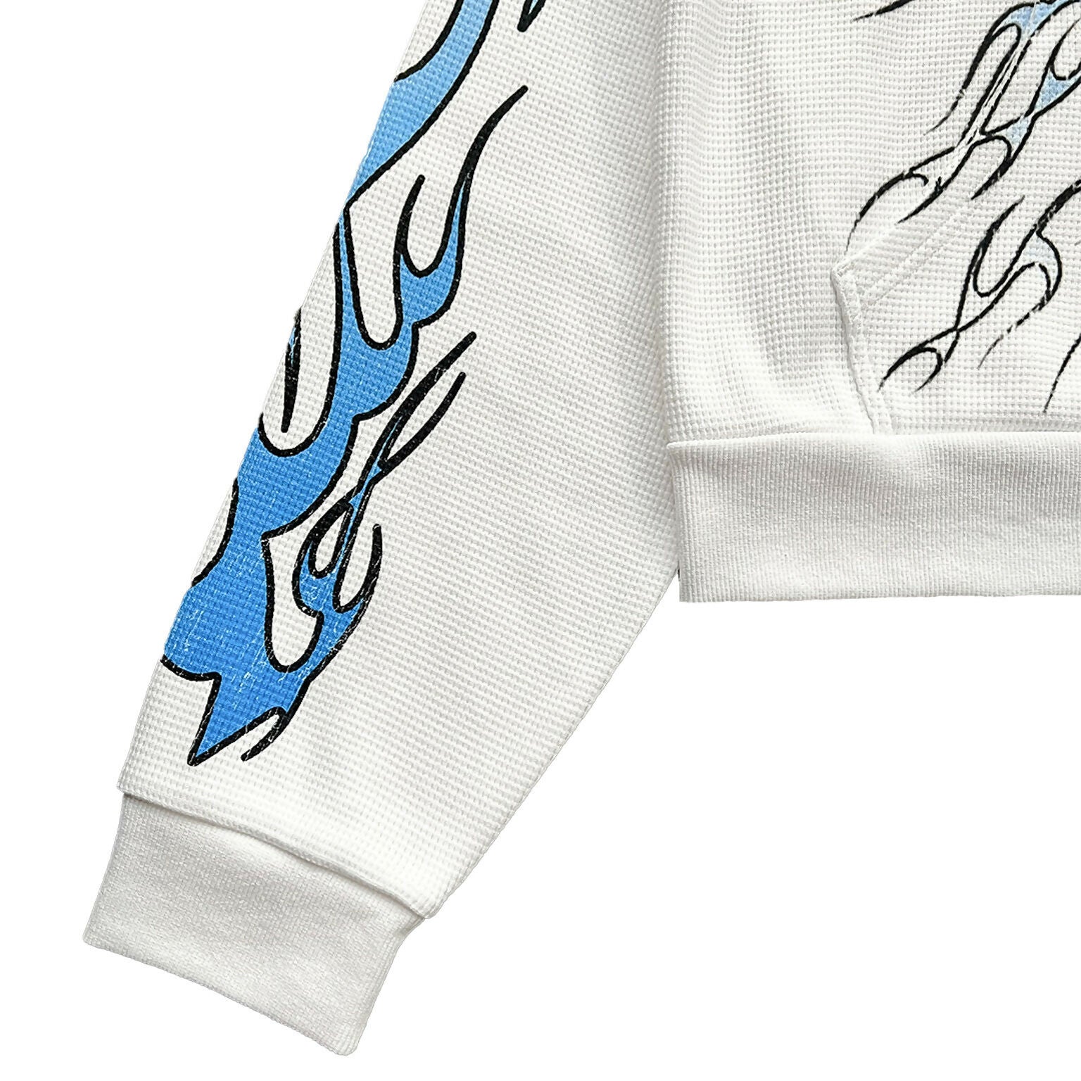 white waffle hoodie sleeve-2