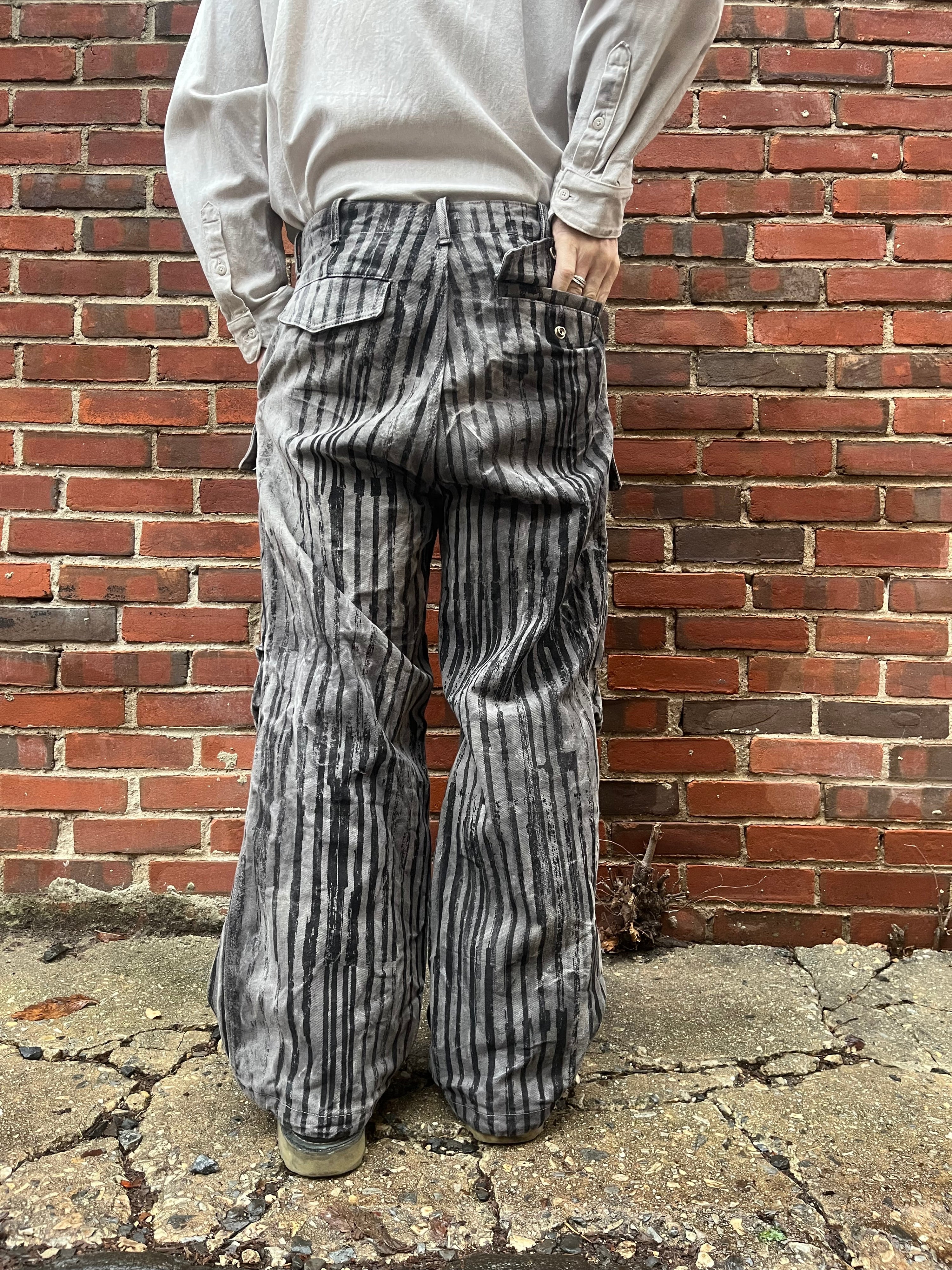 Utility Thwocket Pants - Acorn + Rust Dyed Stripe Denim