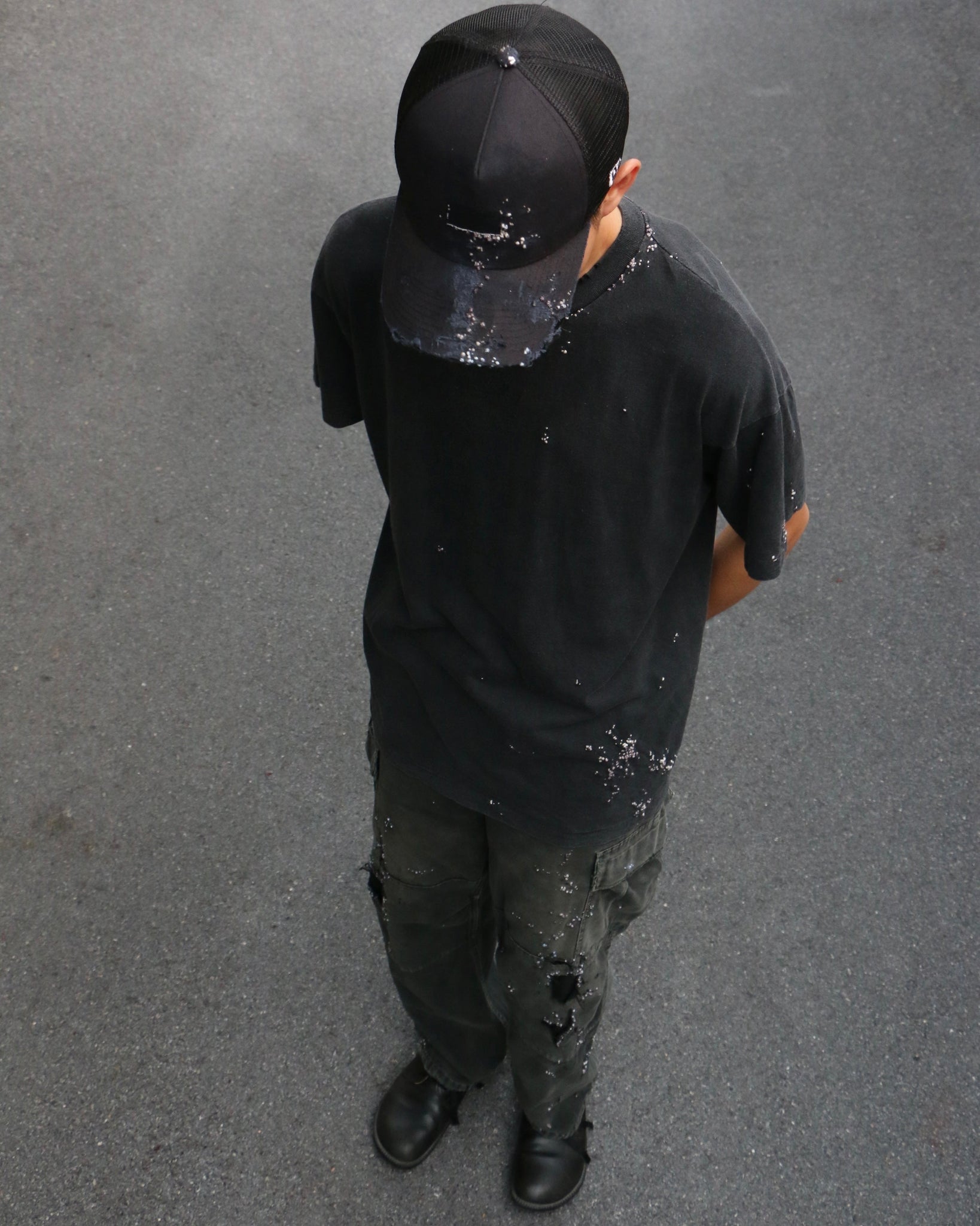 ""Embroidered "Dot" Black Trucker hat