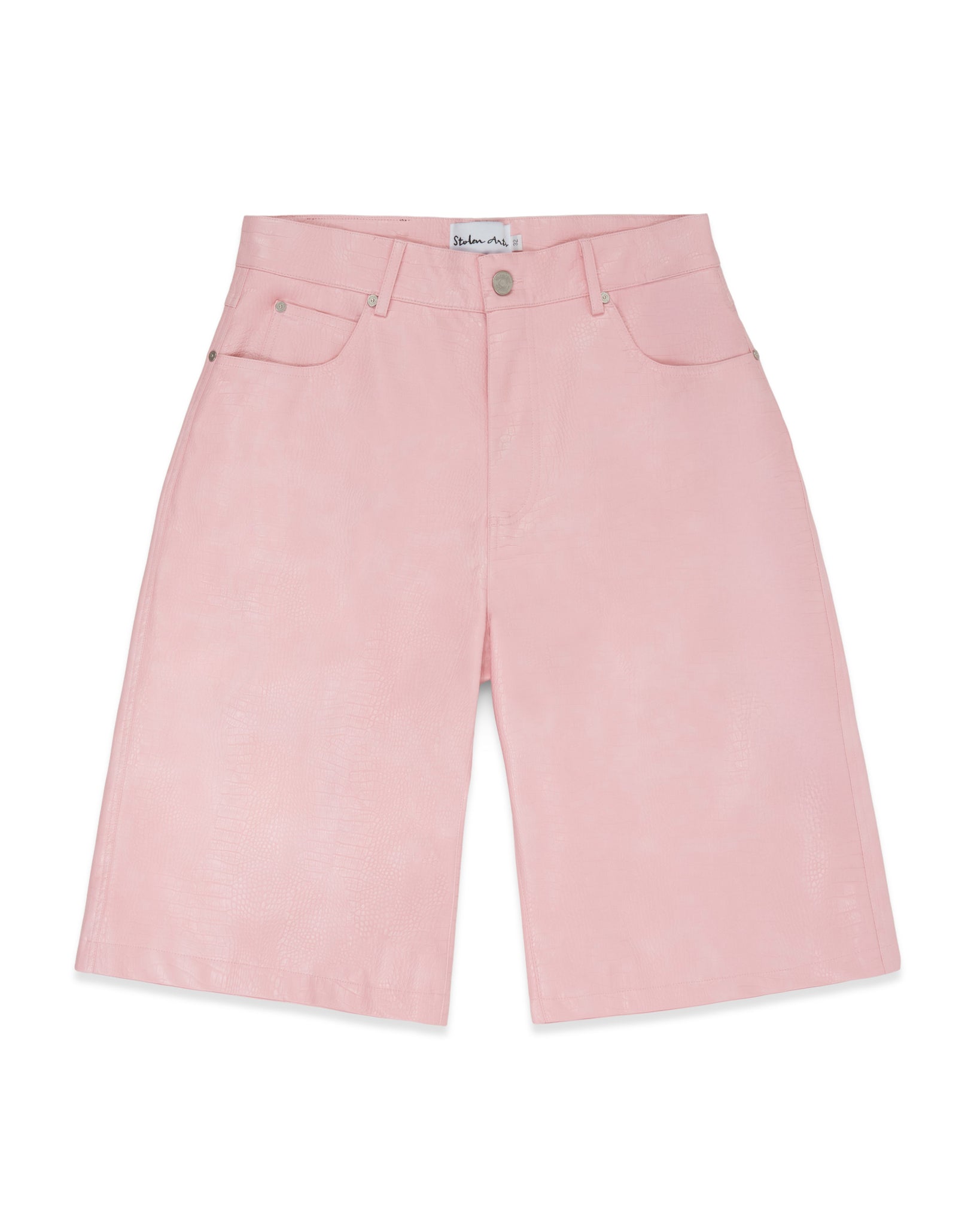 Pink Croc Leather Shorts