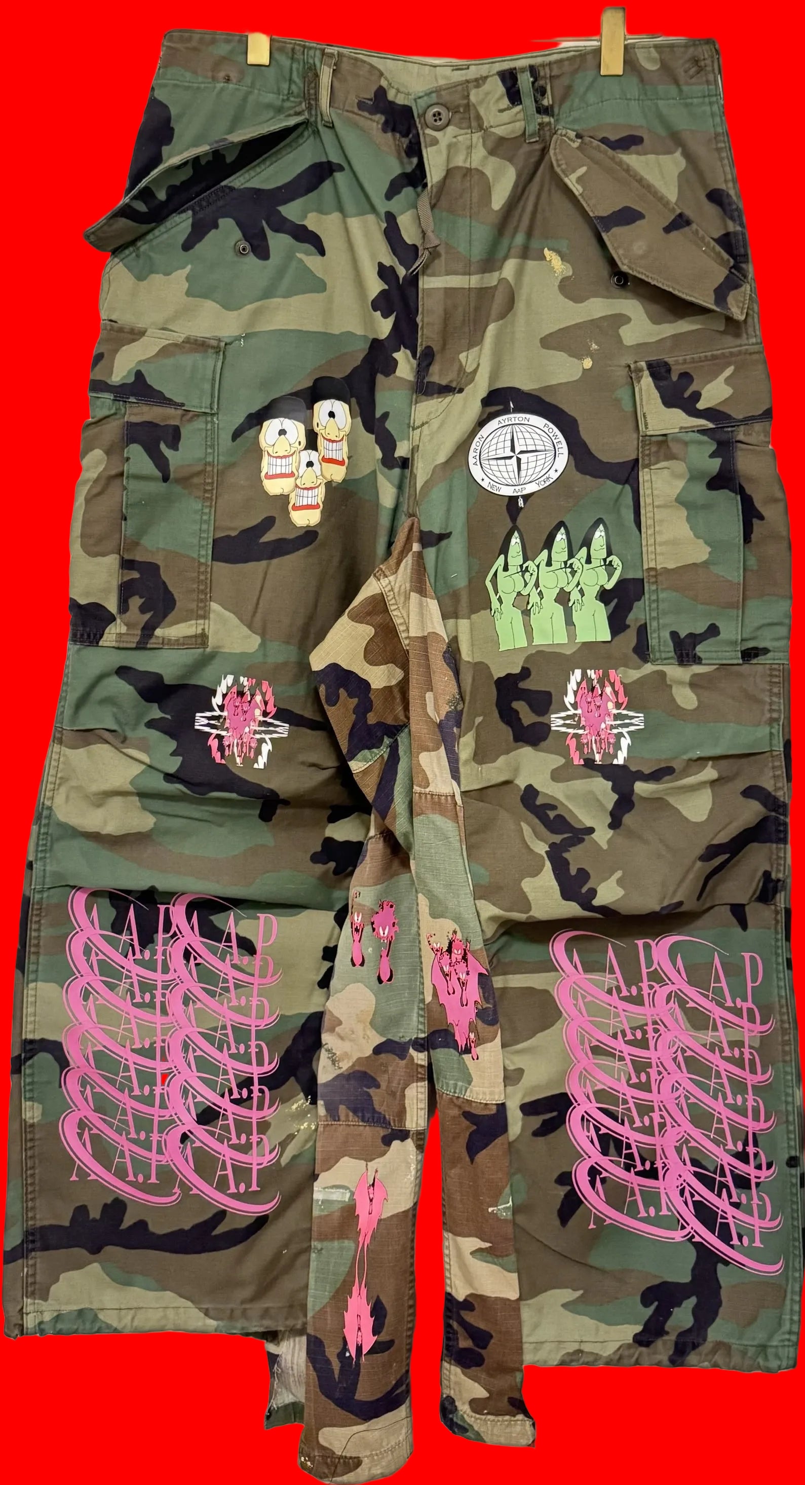Massive AAP logo deconstructed camo cargos