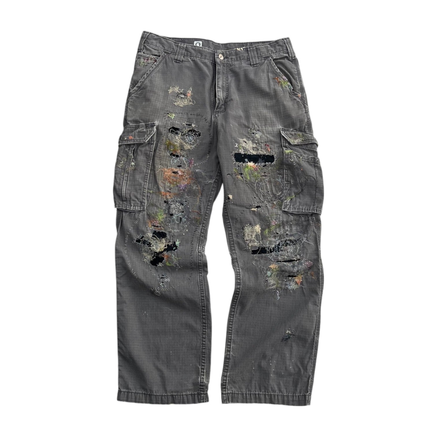 """Embroidered Grey Work Pants
